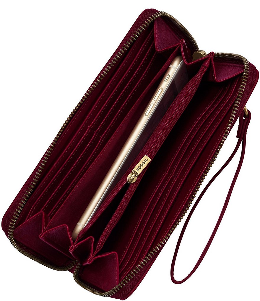 Fossil Logan Floral Print RFID Zip Around Clutch Wallet