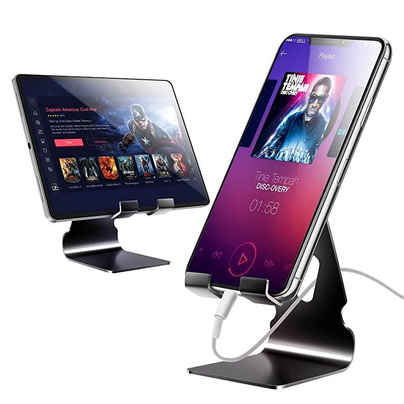 Phone Stand Holder 2020 Aluminum Desktop phone Cradle Dock with Cable Collective AntiSlip Base and Convenient Charging Port for iPhone 11 Pro Max Bedside Table Office Desk Accessories