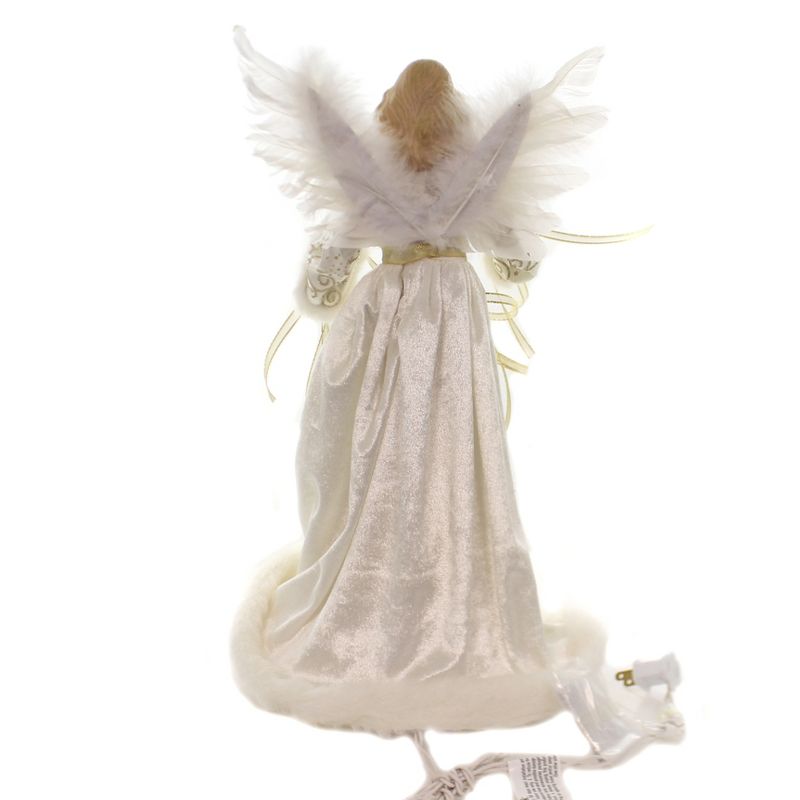 Tree Topper Finial 16.75" Gold/Cream Angel Tree Topper Lighted Electric Plug In  -  Tree Toppers