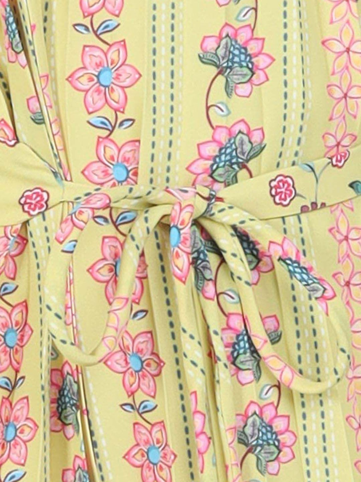 Peppermint Girls Green Floral Full Sleeves Dress