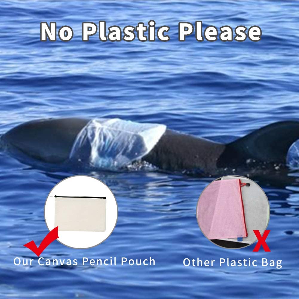 12 Pack Canvas Pencil Pouch DIY Craft Blank Makeup Bags with Zipper Bulk Multipurpose Cosmetic Travel Toiletry Bag 8 x 5 inches