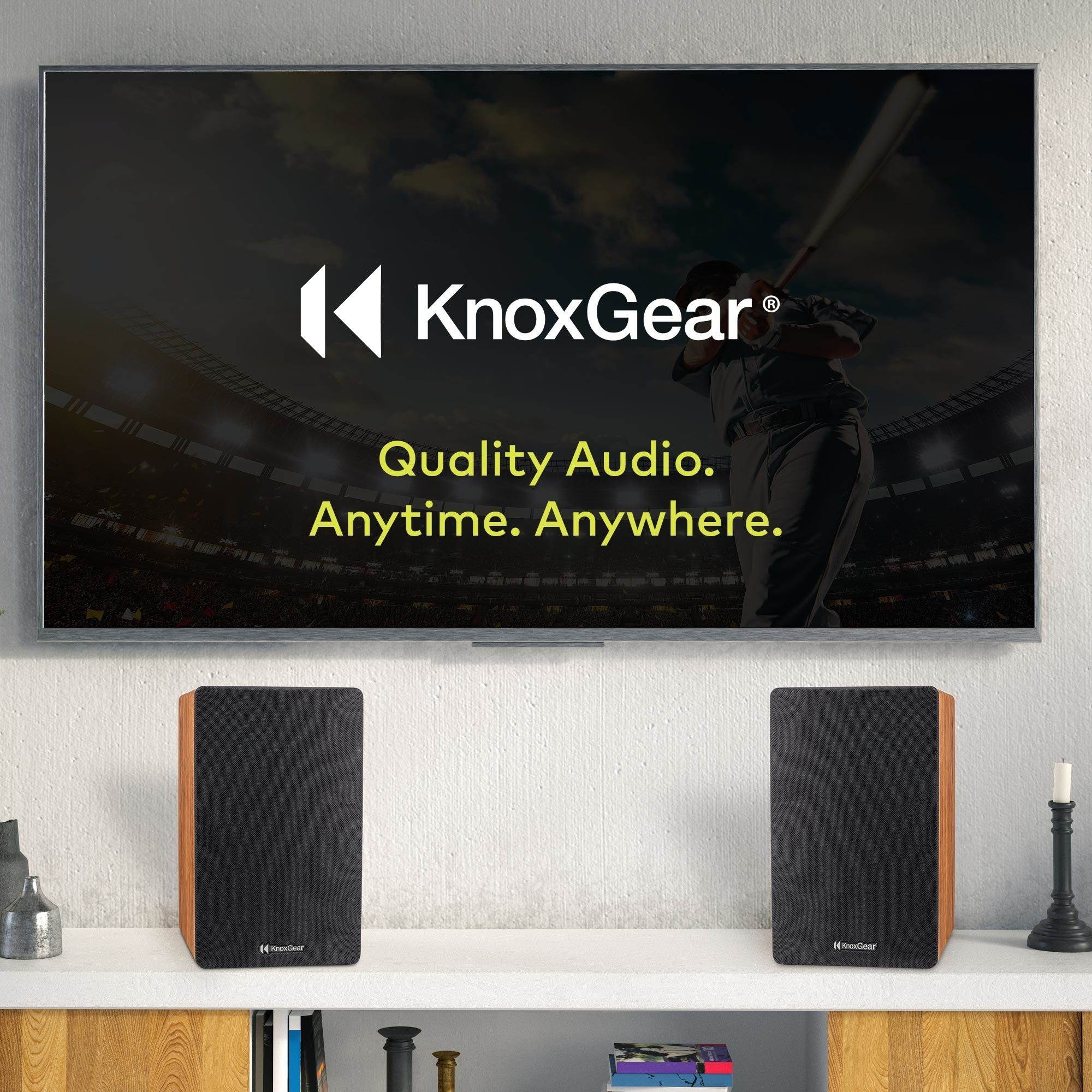 Knox Gear LP1 Powered Bookshelf Bluetooth Speakers (Wood Finish)