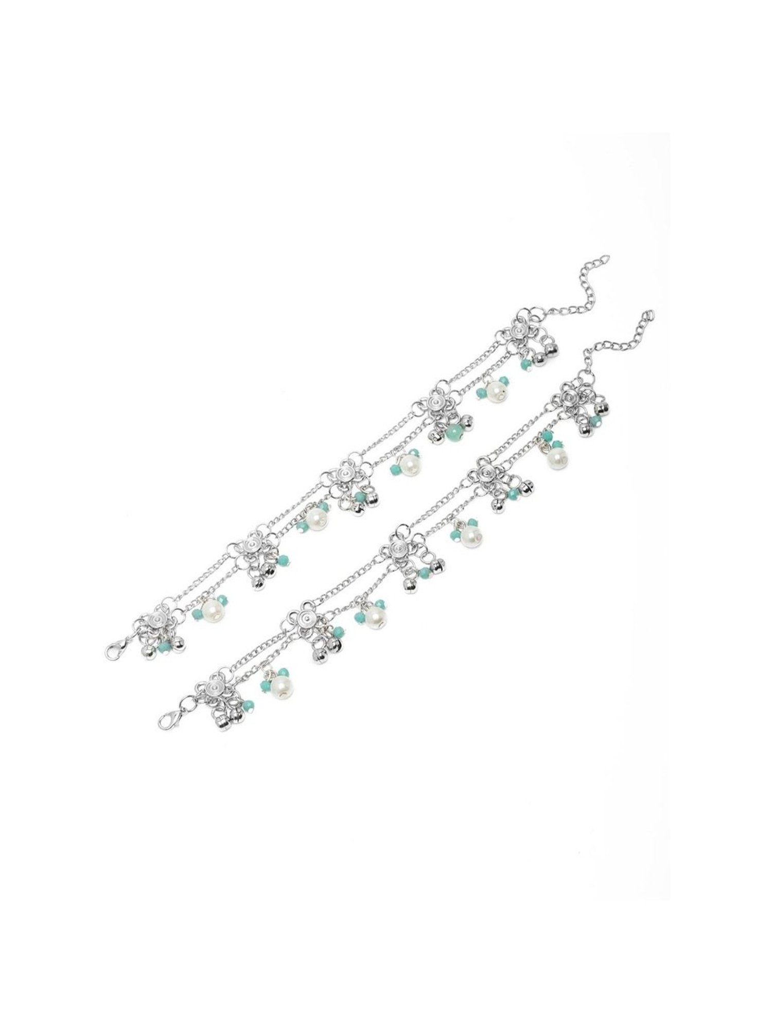 YouBella Gold-Plated Copper Strand Stylish Party Wear Anklets for Women - Set of 2