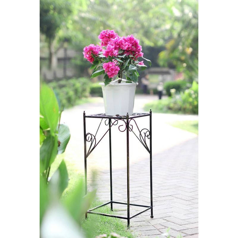 Rectangular Metal Butterfly Plant Stand - Antique Bronze