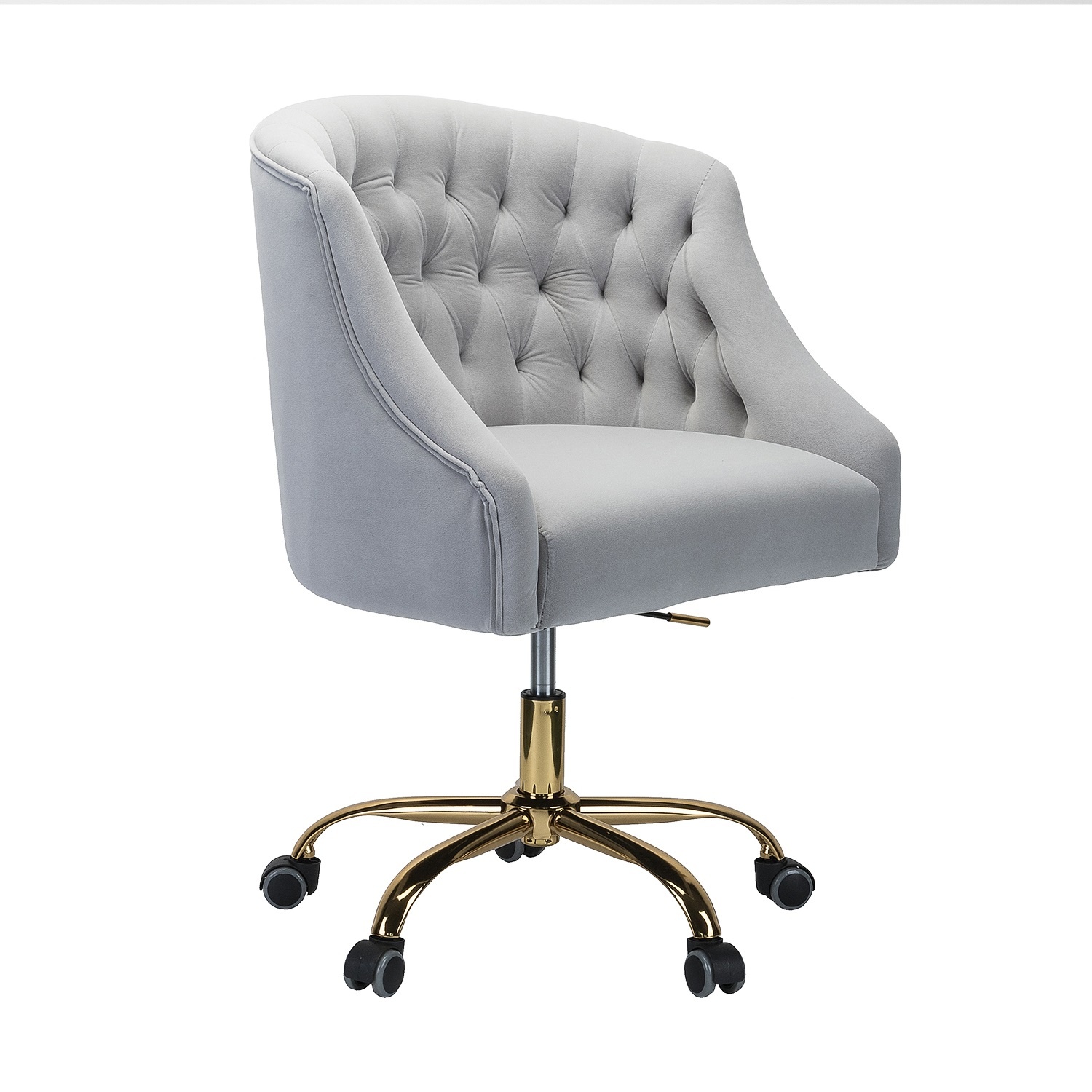 Jayden Creation Lydia Height Adjustable Velvet Task Chair with Swivel Gold Metal Base for Home Office, Bedroom, Living Room