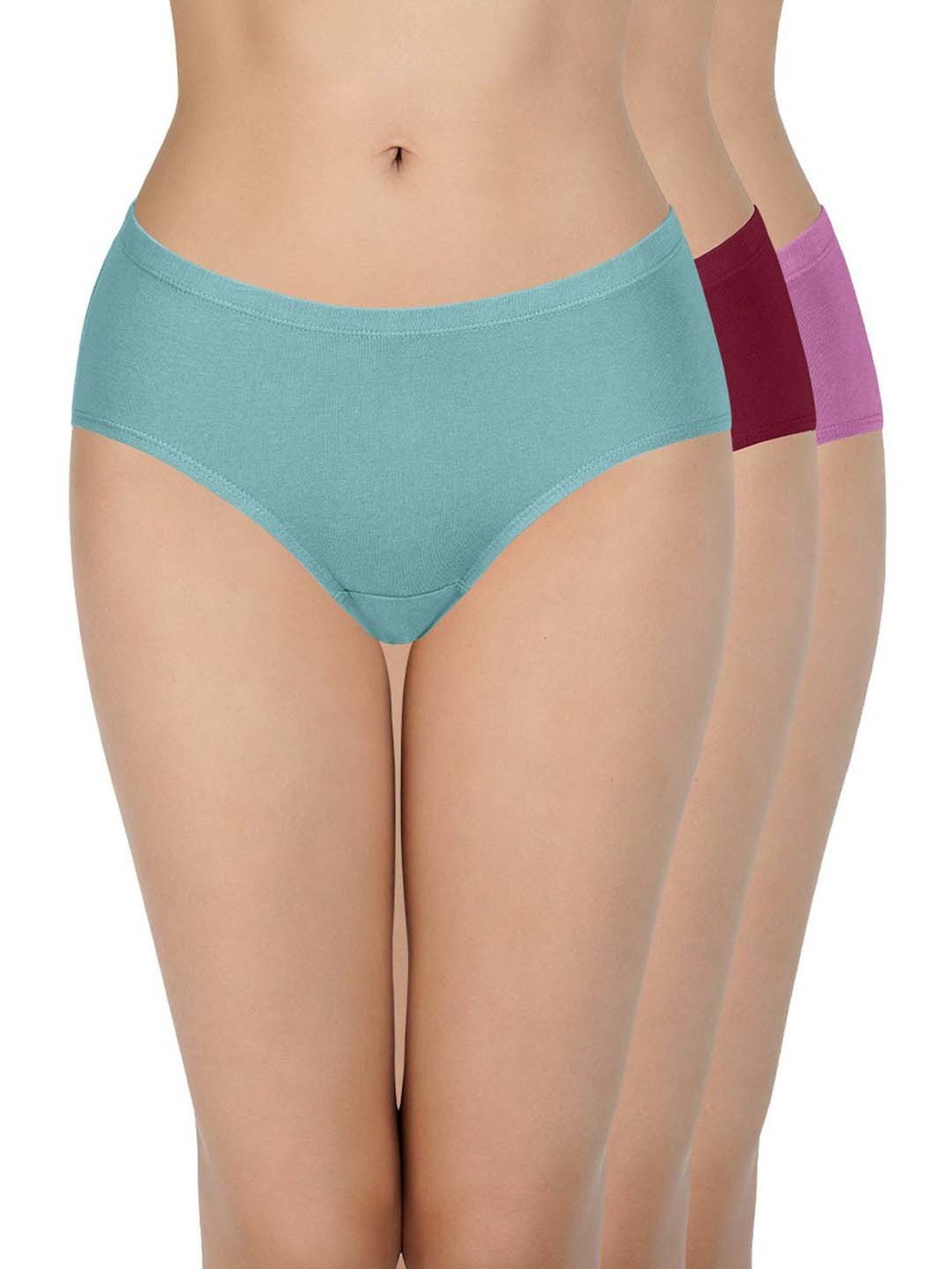 Every De by Amante Purple & Blue Cotton Hipster Panties - Pack Of 3