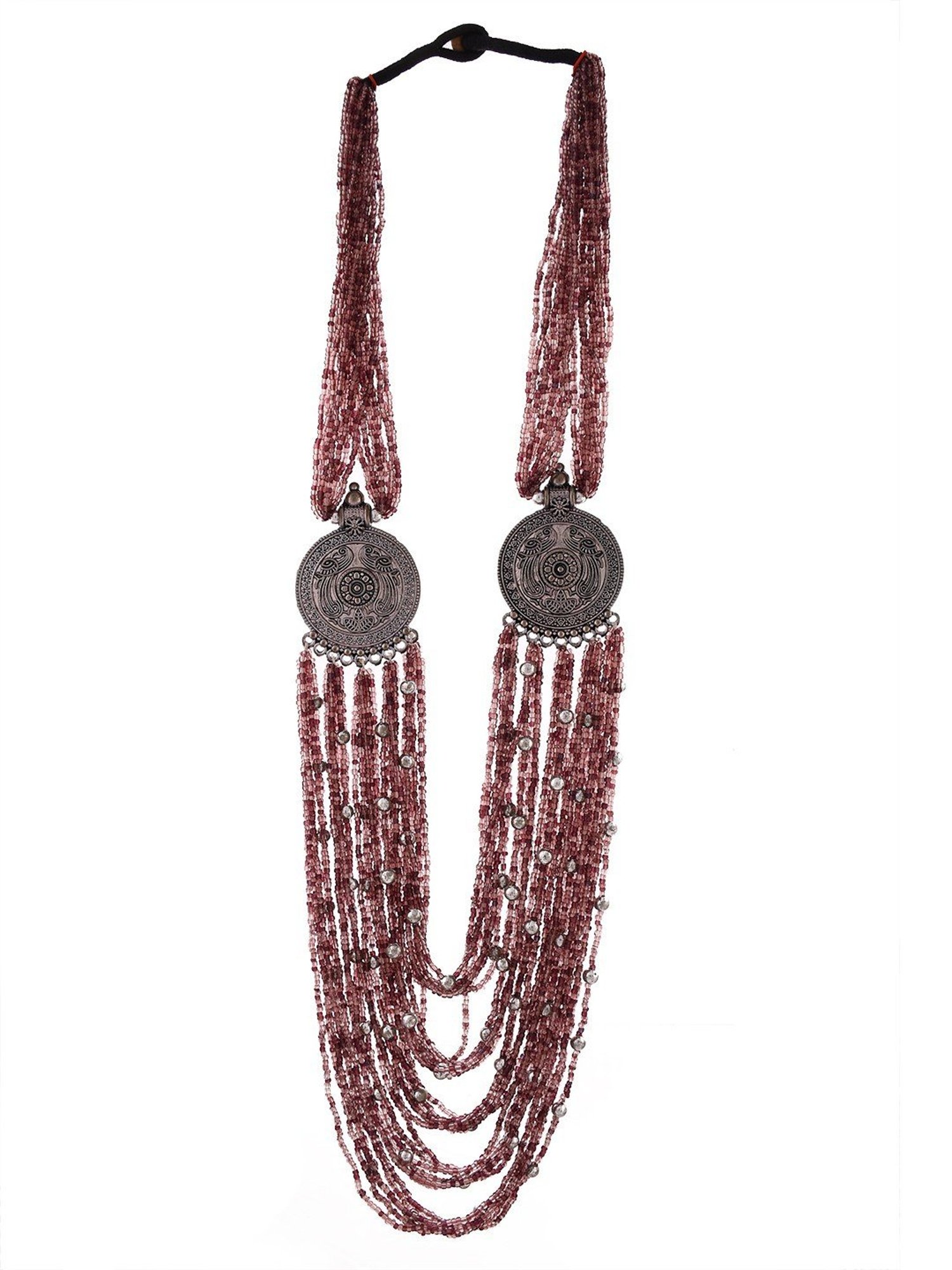 Imli Street Purple Silver Long Beaded Handcrafted Necklace