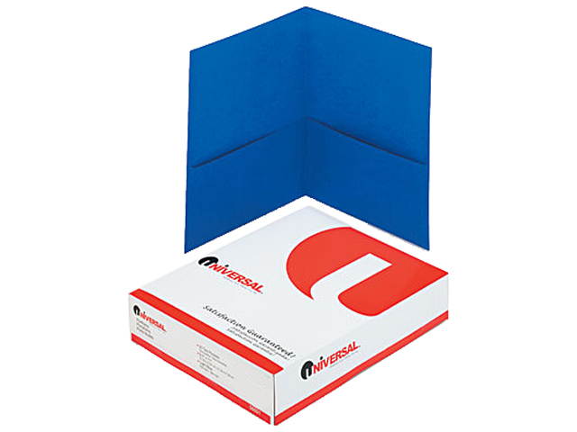 Universal 56601 Two-Pocket Portfolio  Embossed Leather Grain Paper  Light Blue