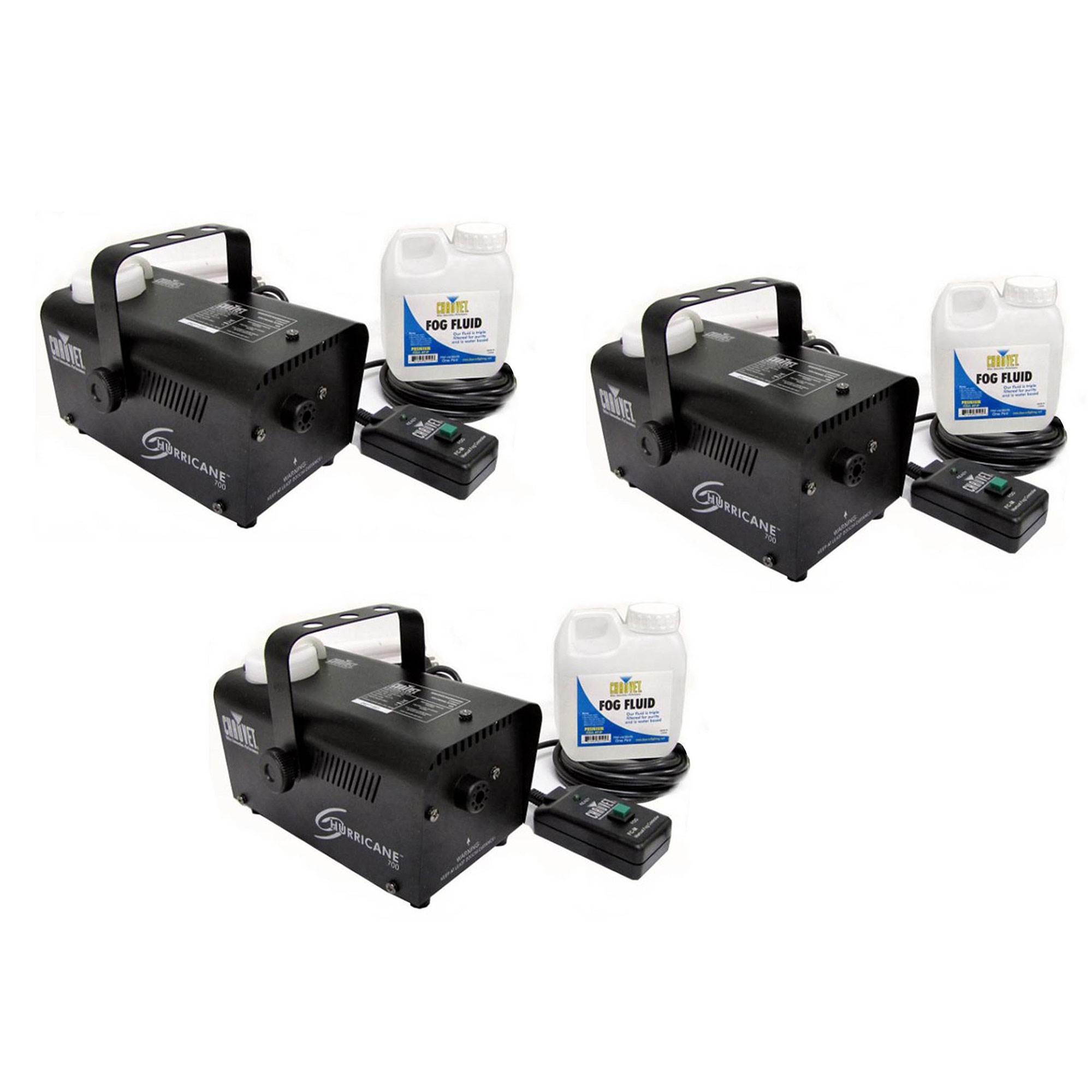 Chauvet DJ Hurricane Pro Fog Smoke Machine with Fog Fluid and Remote (3 Pack)