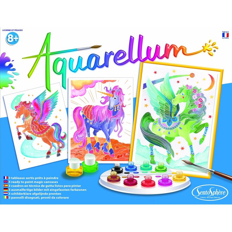 15pc Aquarellum Unicorns and Pegasus Painting Kit - SentoSphere USA