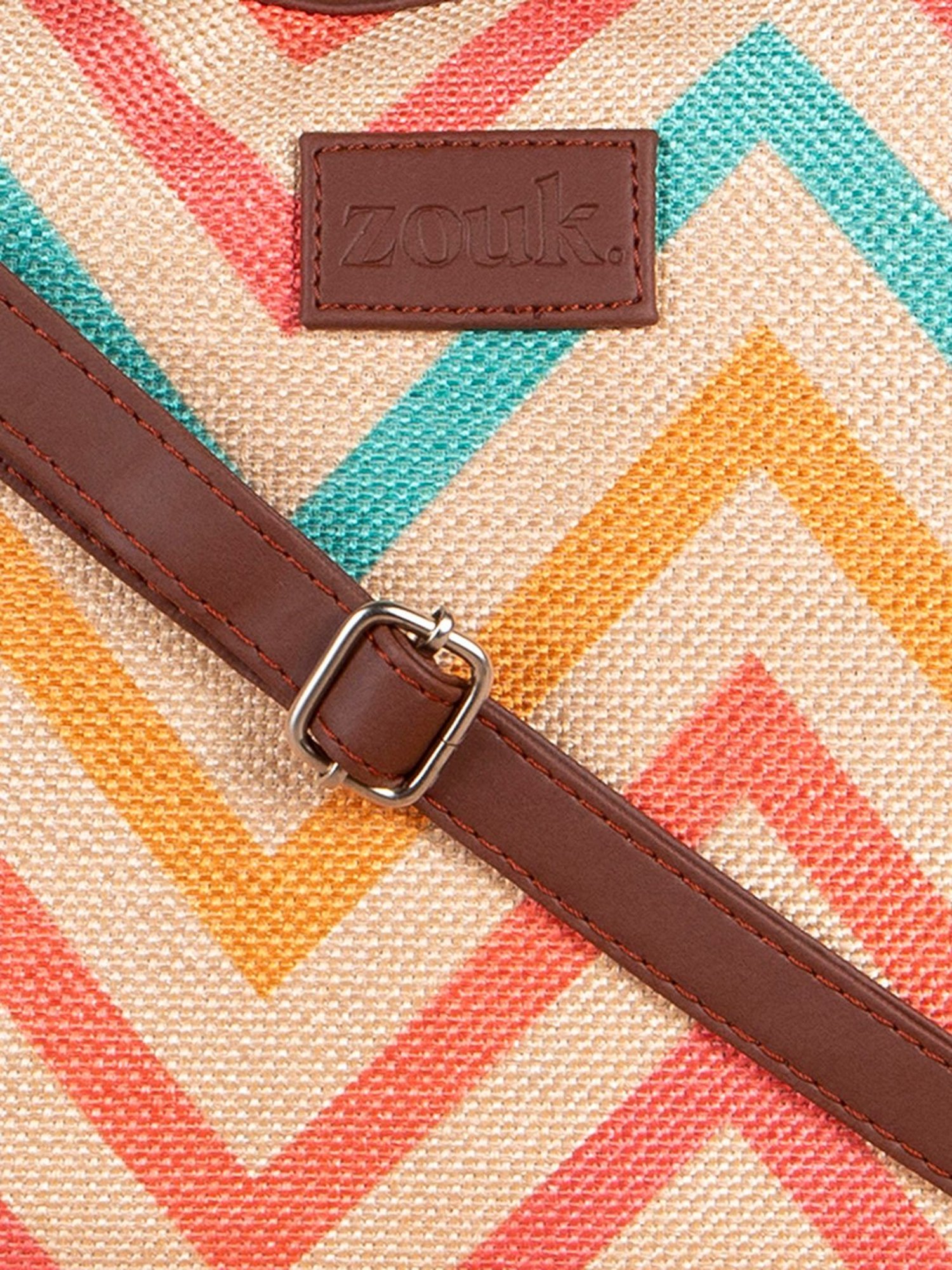 ZOUK Beige Printed Medium Sling Handbag