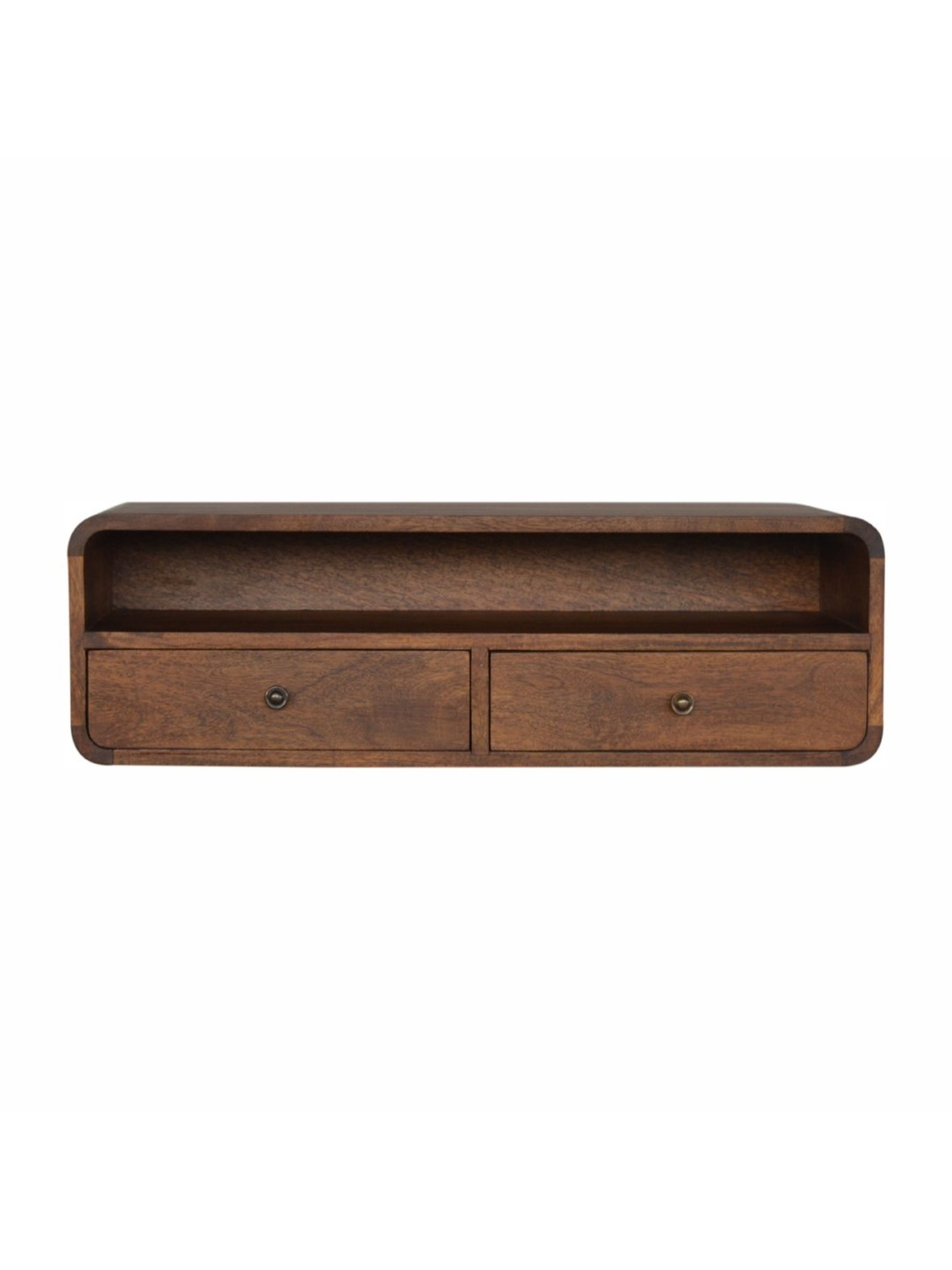 Artisan Furniture Brown Wood Wall Mounted 2 Drawer Console Table