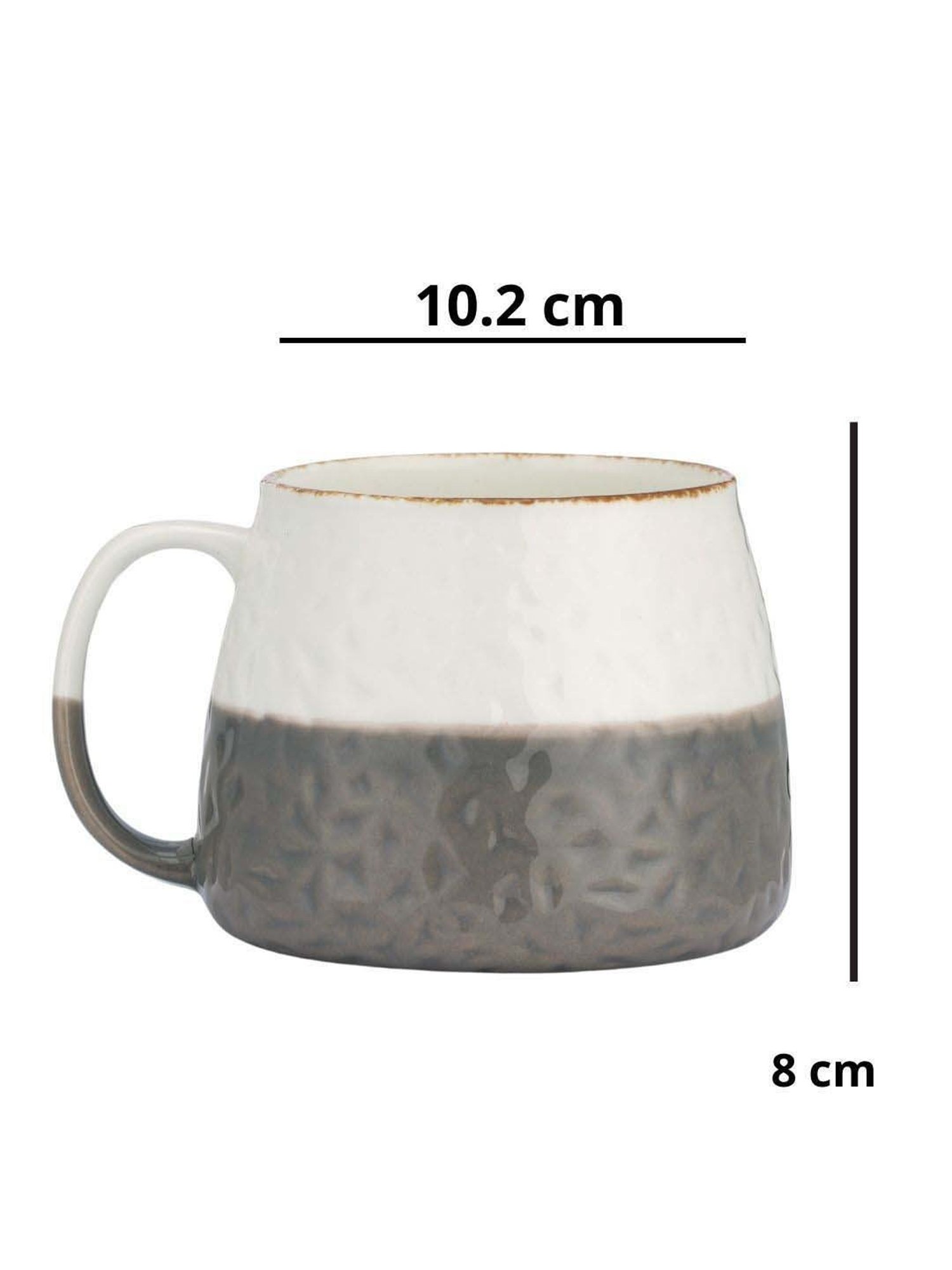 Clay Craft Tetra Off-White & Grey Ceramic Mug (0.35 L)