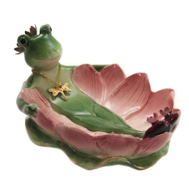 Tabletop 3.0" Frogalina Nic Nac Dish Dragonfly Lily Pad Cosmos Gifts Corp.  -  Decorative Figurines