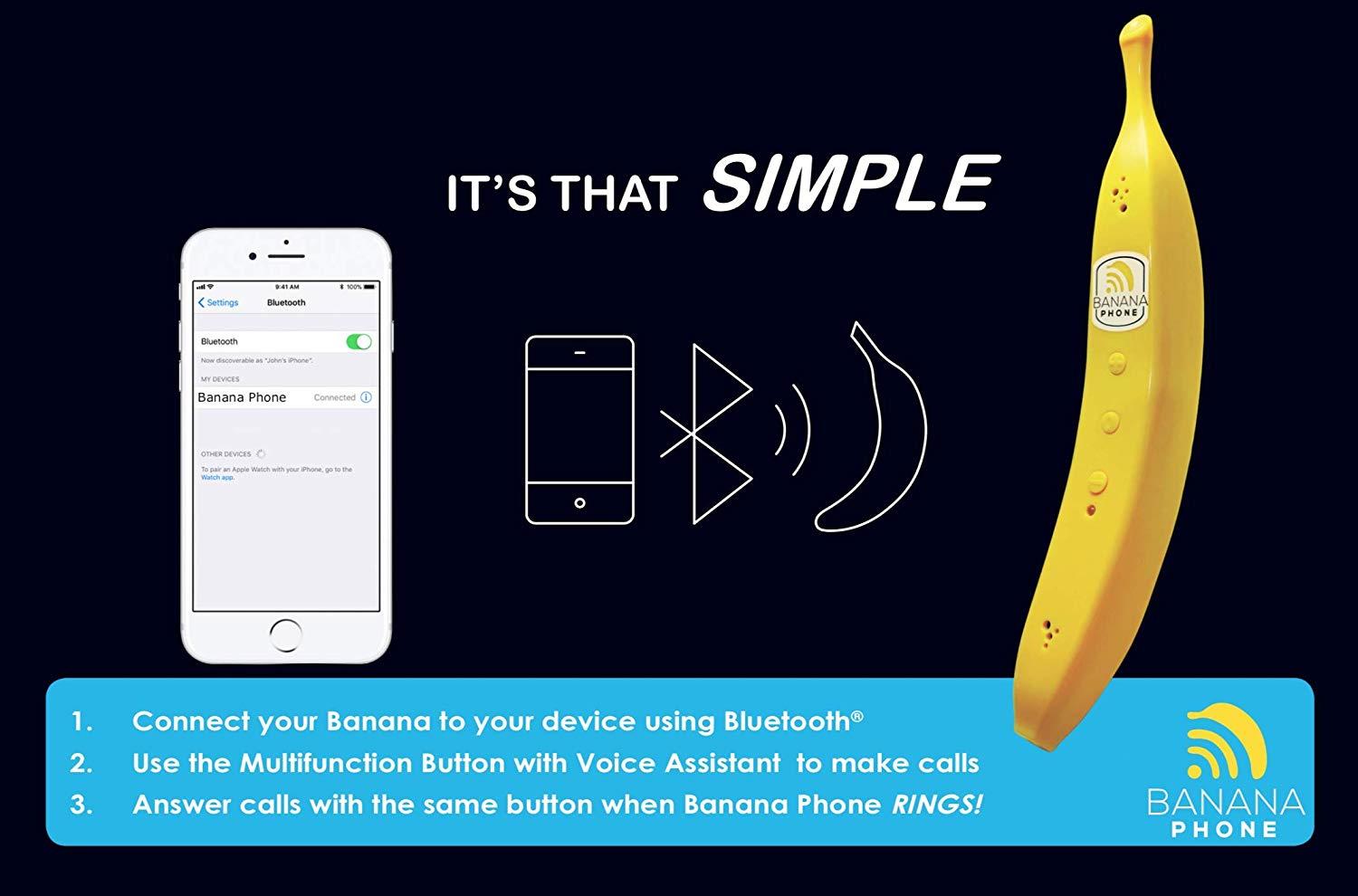 Banana Phone - World's First Banana Shaped Wireless Bluetooth Mobile Handset Fun Novelty Cell Phone Accessory