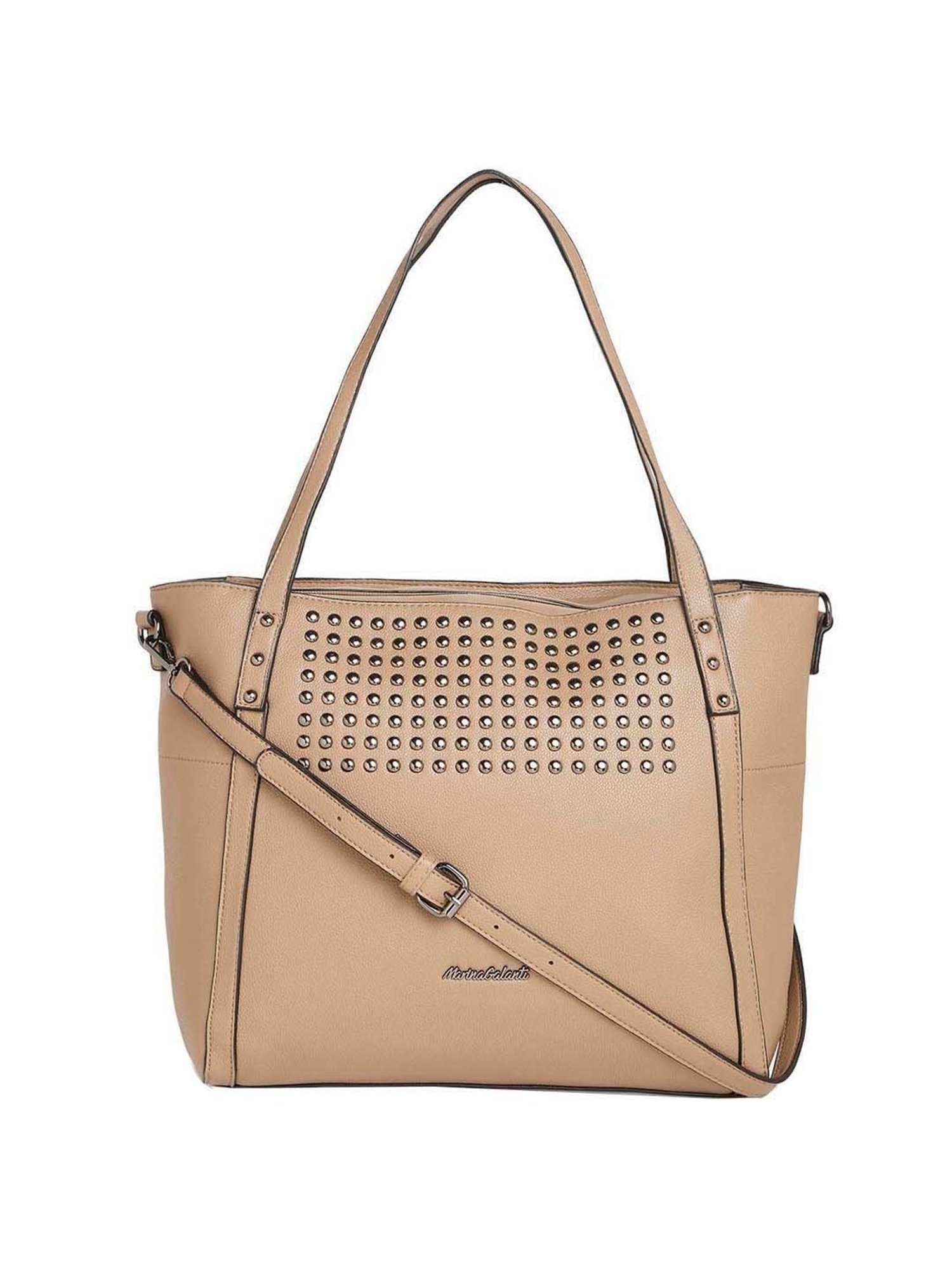 Marina Galanti Beige Rivets Medium Tote Handbag