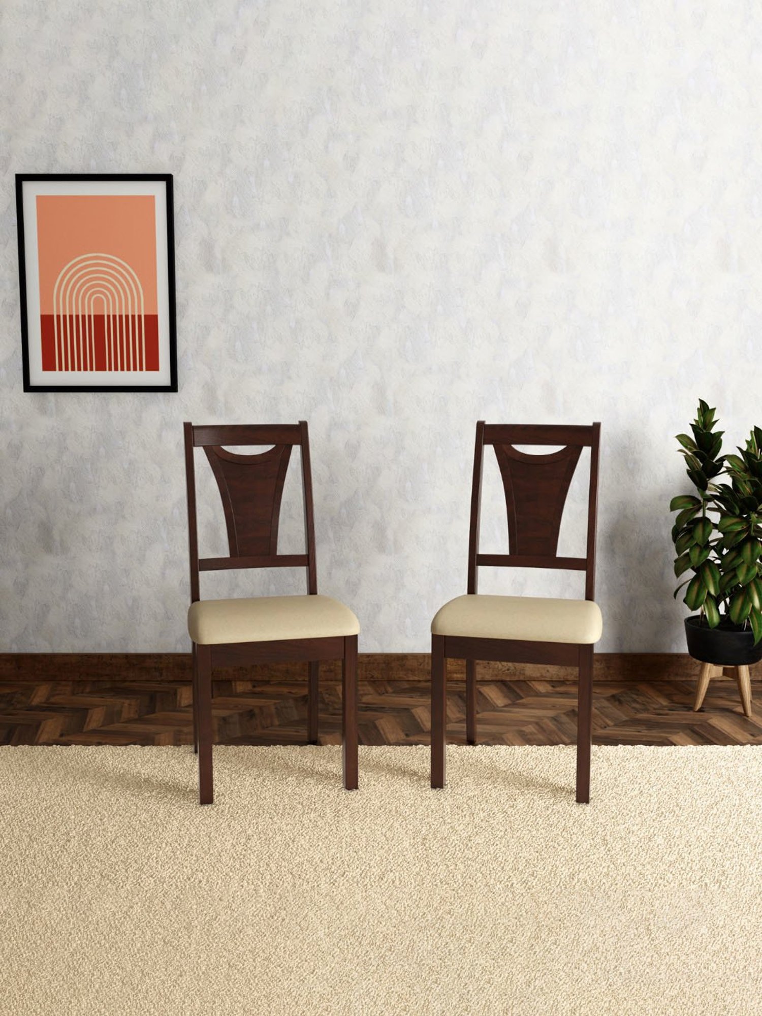 Durian Elanor Modern Brown & Beige Premium Leatherette Dining Chair