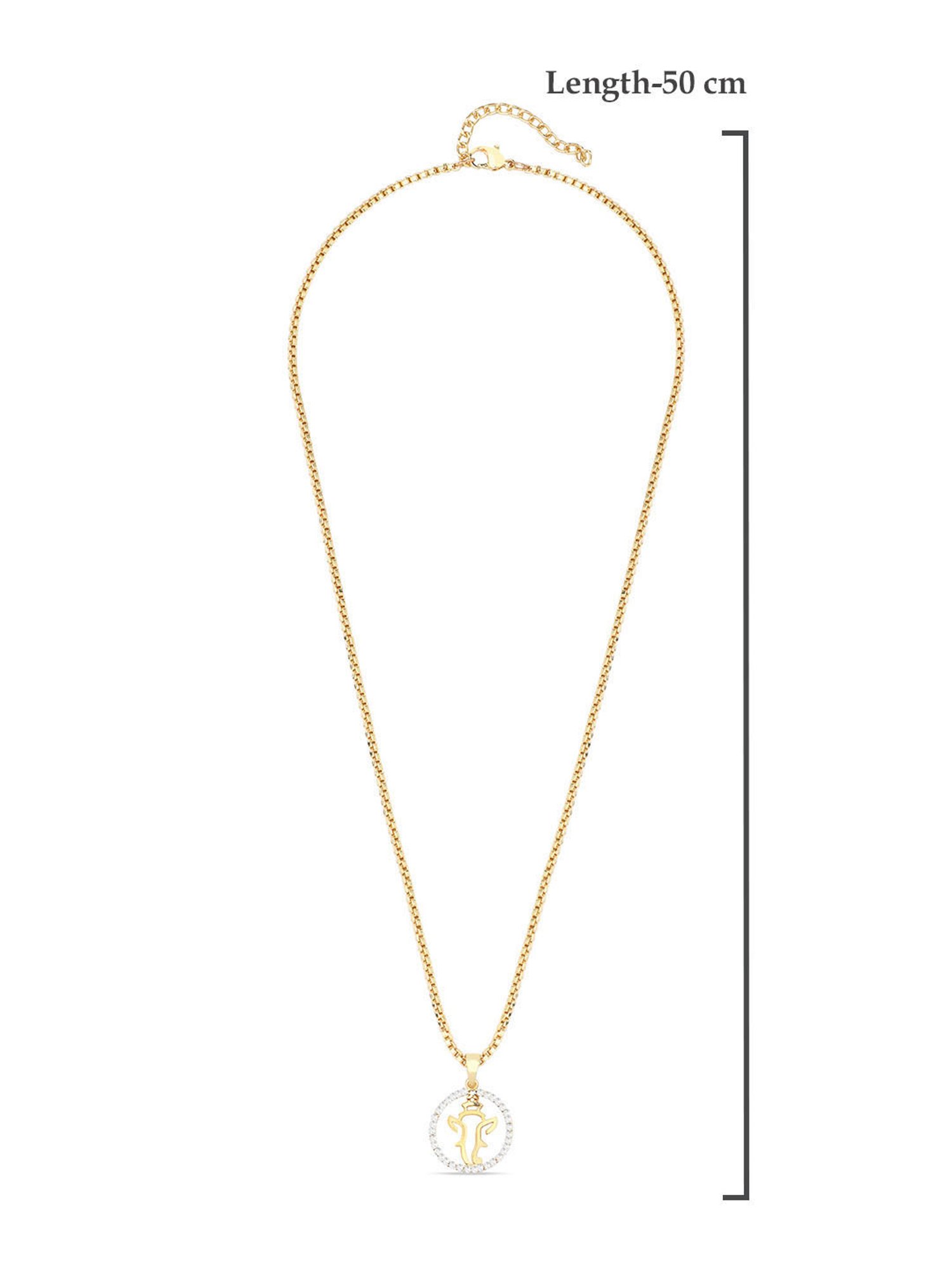 The Bro Code Gold-Plated Stone Studded Ganesh Pendant Necklace for Men