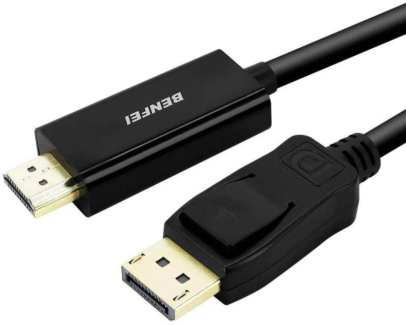 DisplayPort to HDMI 6 Feet Cable, DisplayPort to HDMI Male to Male Adapter Gold-Plated Cord Compatible with Lenovo, HP, ASUS, Dell and Other Brand