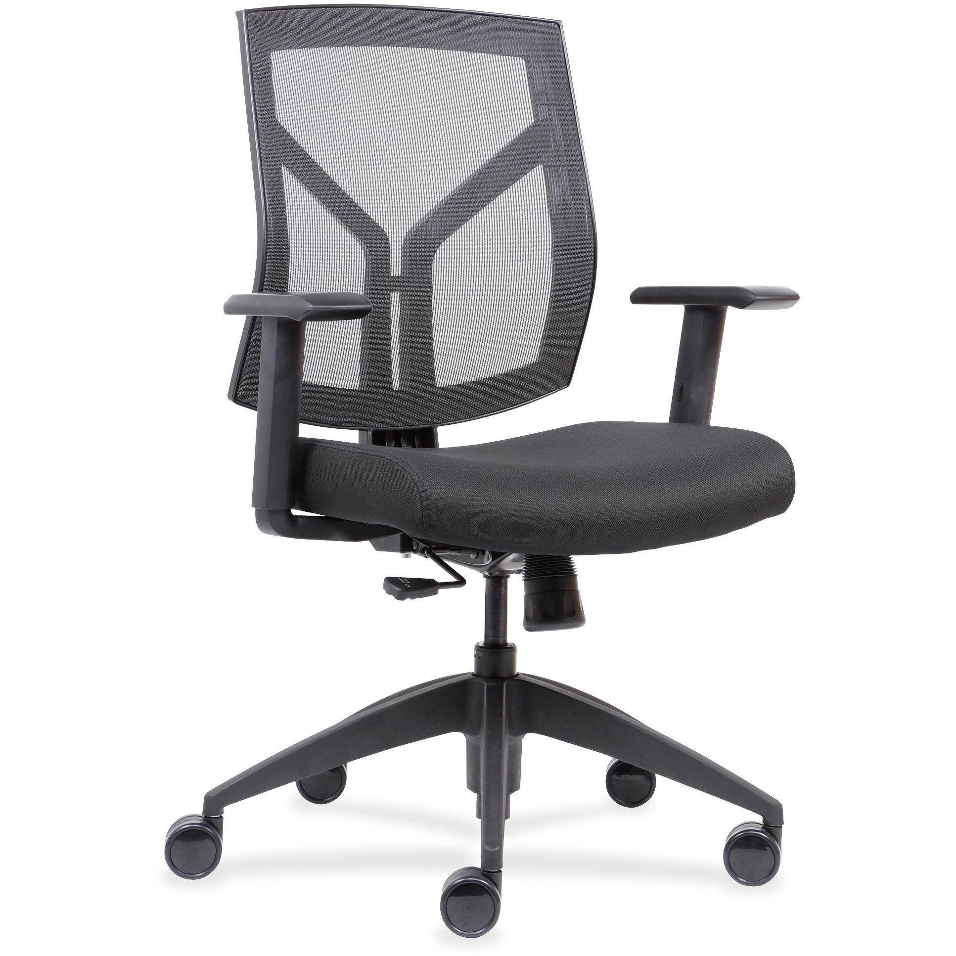 Lorell LLR83111 Mid-Back Chairs with Mesh Back & Fabric Seat - Black