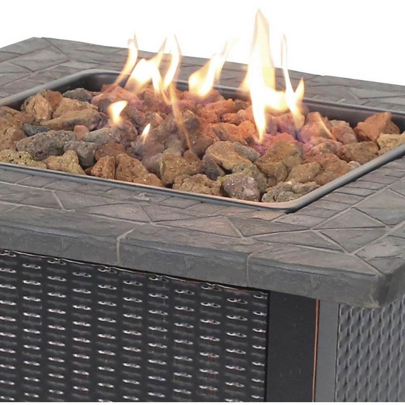Endless Summer Decorative 30" Outdoor Gas Fire Pit Table with Cover and Rocks