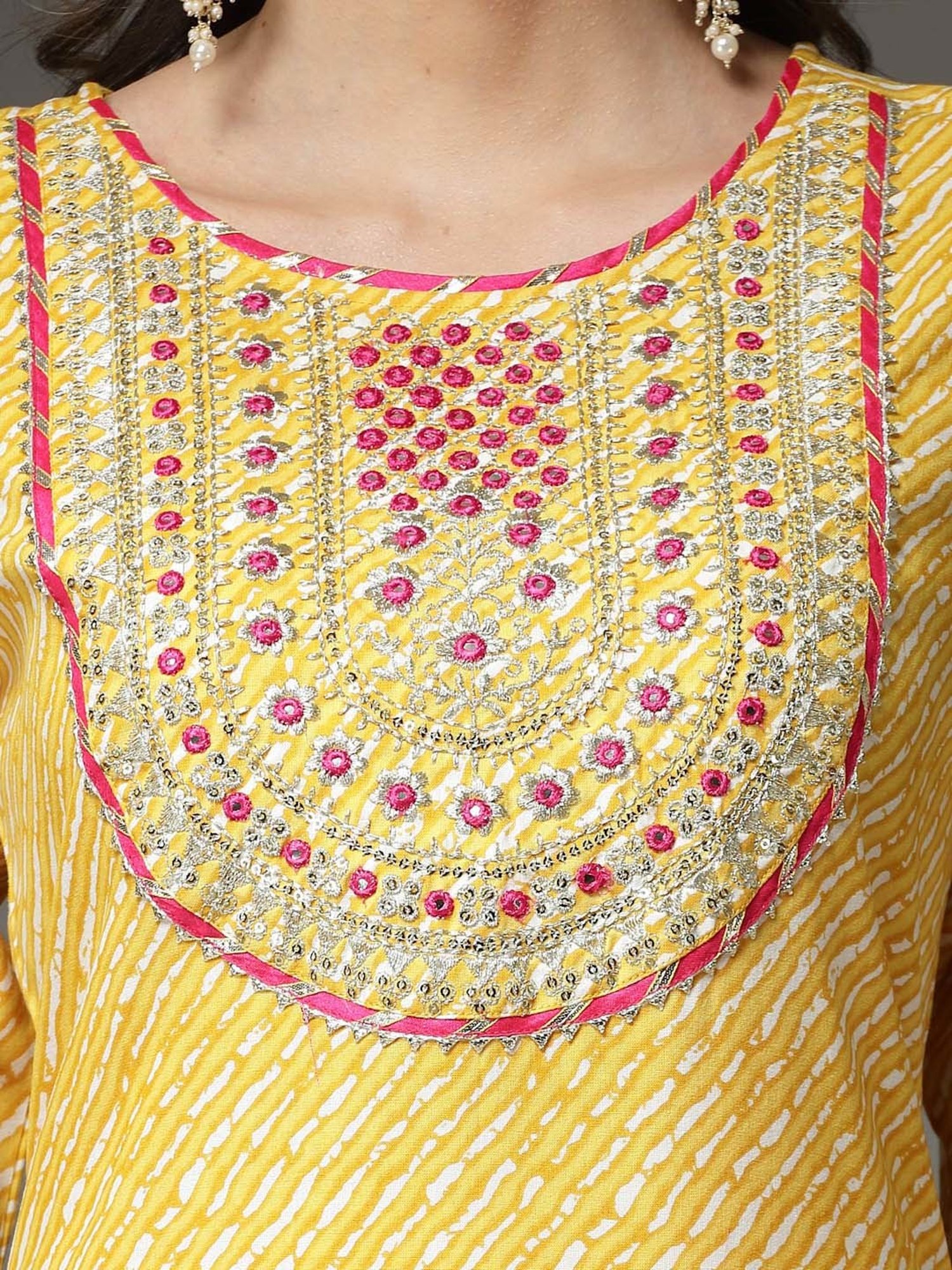 Stylum Yellow & White Embroidered Kurta & Pant Set With Dupatta