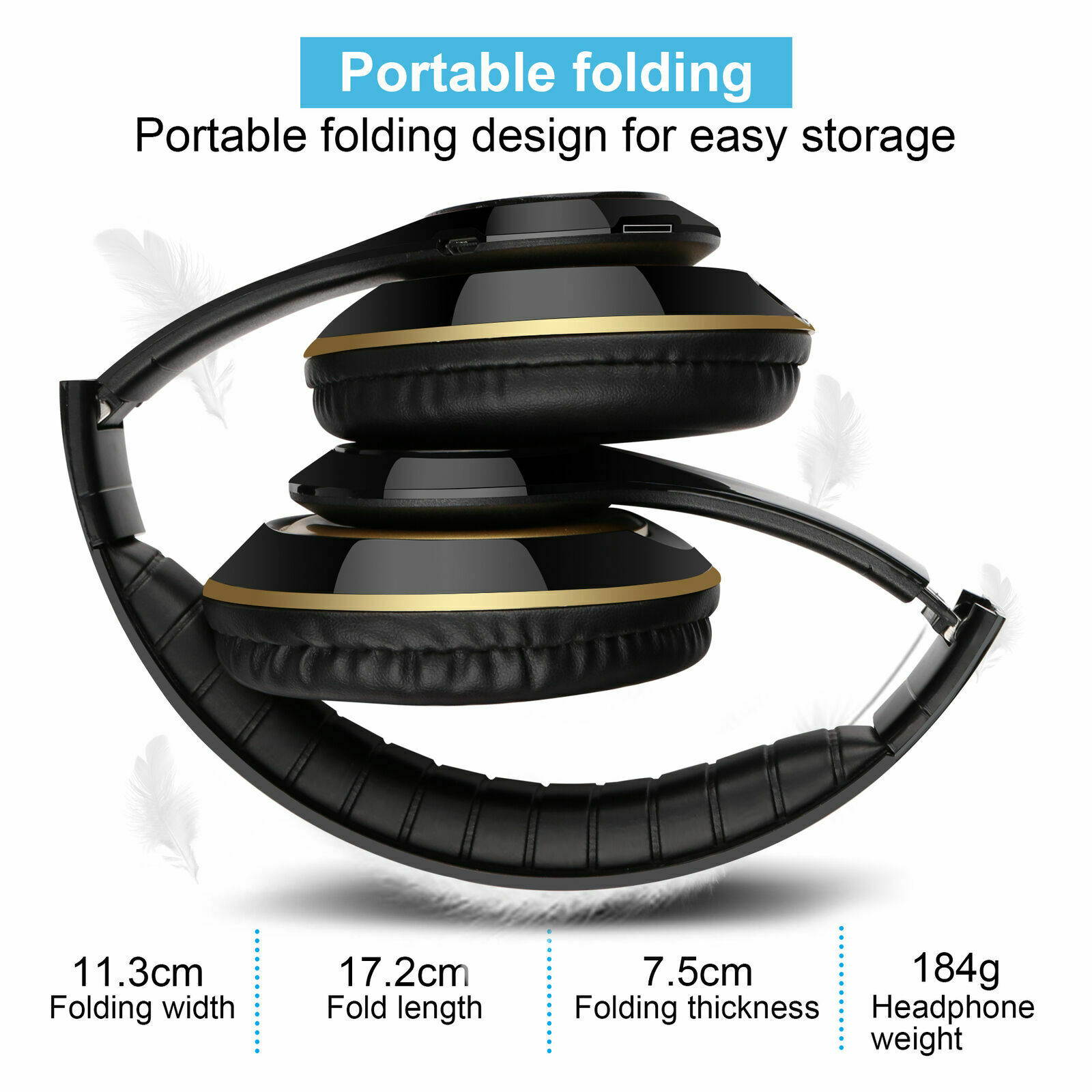 Bluetooth Headset Wireless Noise Cancelling Over Ear Head Microphone Headphone