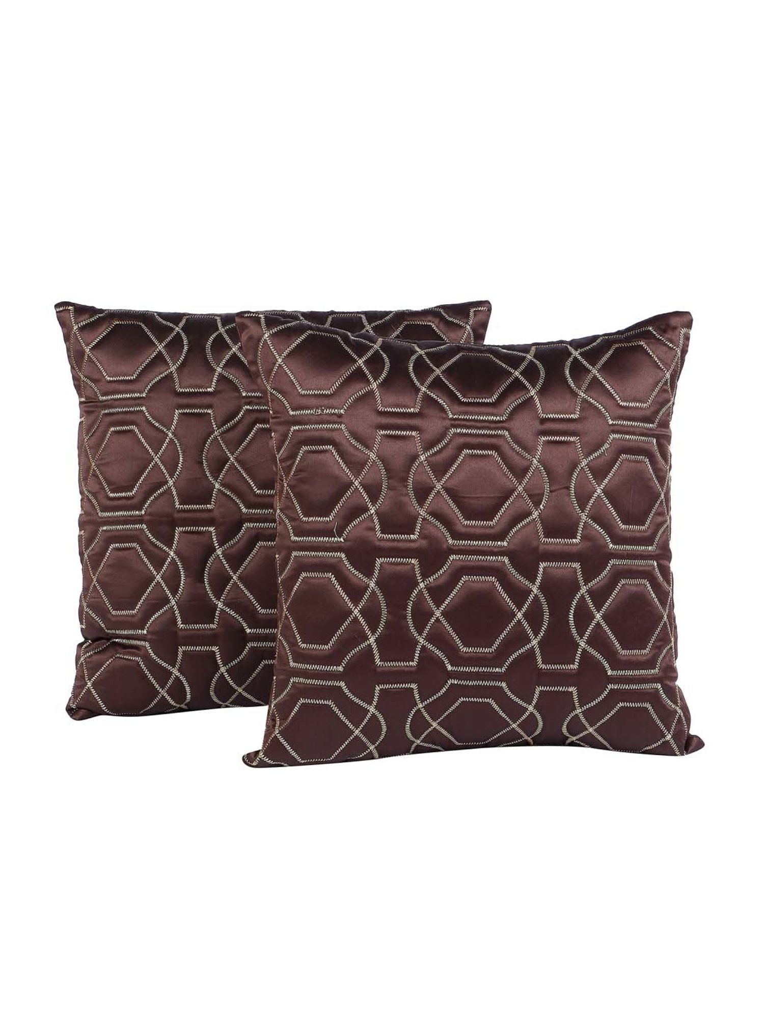 MFD HOME Furnishing Brown Satin Cushion Cover - Set of 2