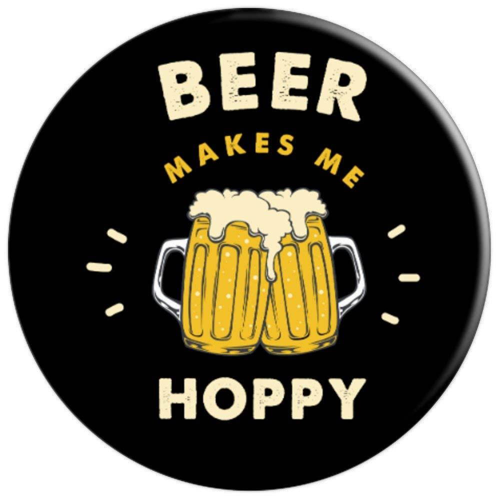 Beer Makes Me Hoppy Beer Pun Beer Lovers Gift PopSockets Grip and Stand for Phones and Tablets