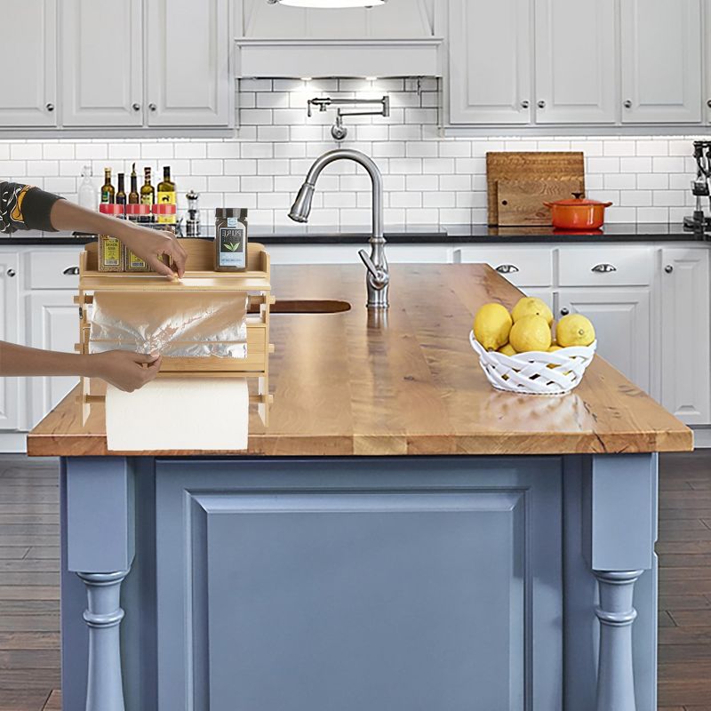 Mind Reader Bamboo Wall Mount Paper Towel Holder, Brown