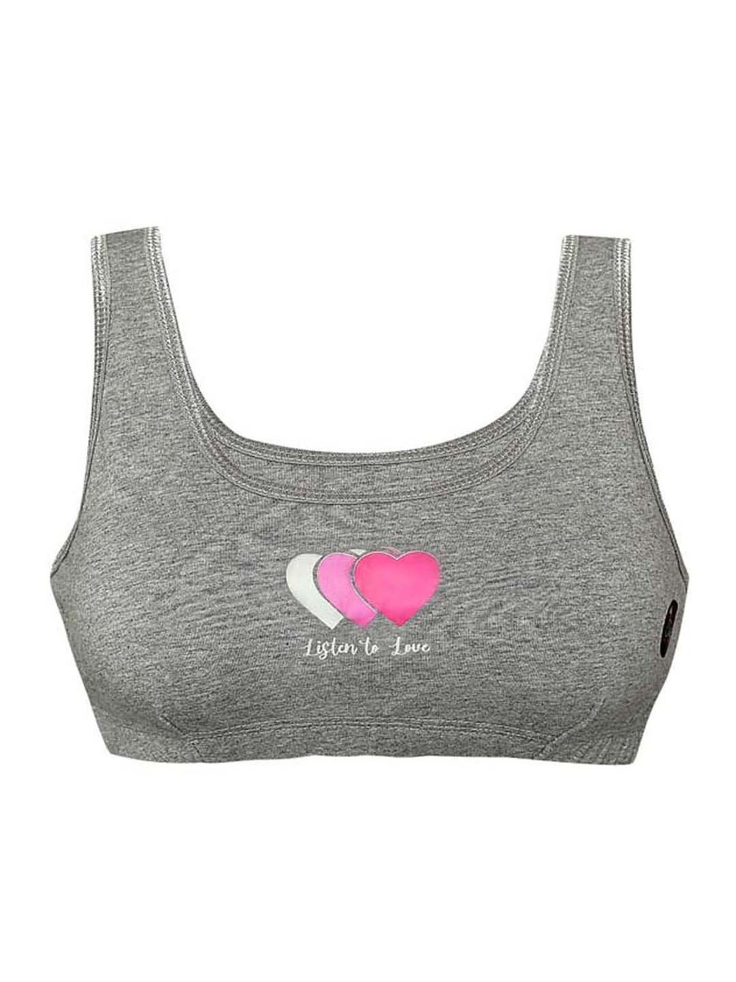 Tiny Bugs Kids Grey Cotton Printed Sports Bra