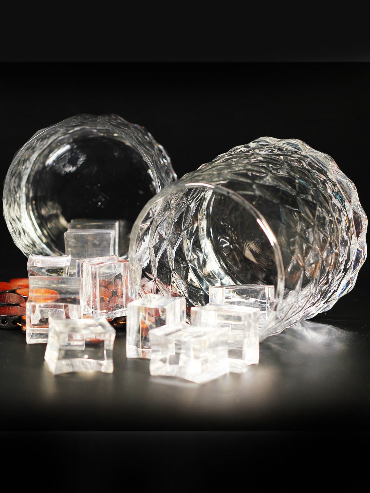 Melbify Embosed Diamond Cut Transparent Whiskey Glass 320ml - Set of 6