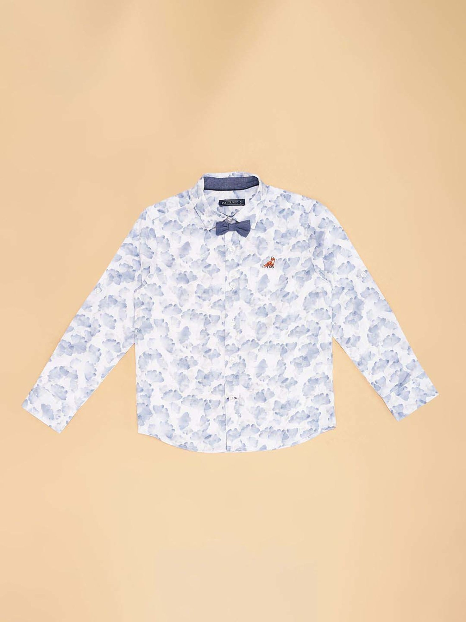 Pantaloons Baby Kids Bright White Cotton Printed Full Sleeves Shirt