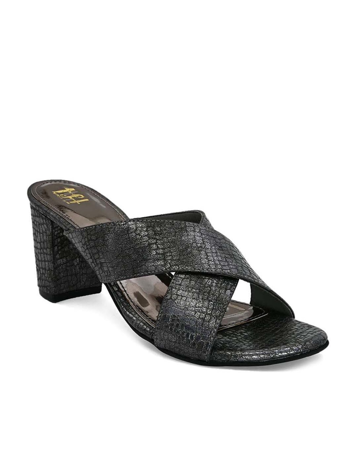 Hydes N Hues Women's Charcoal Black Cross Strap Sandals
