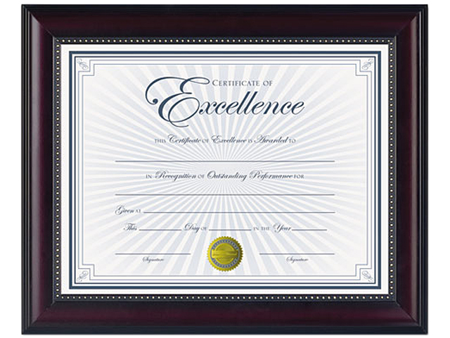 DAX N3028N2T Prestige Document Frame, Rosewood/Black, Gold Accents, Certificate, 8 1/2 x 11",1 Each