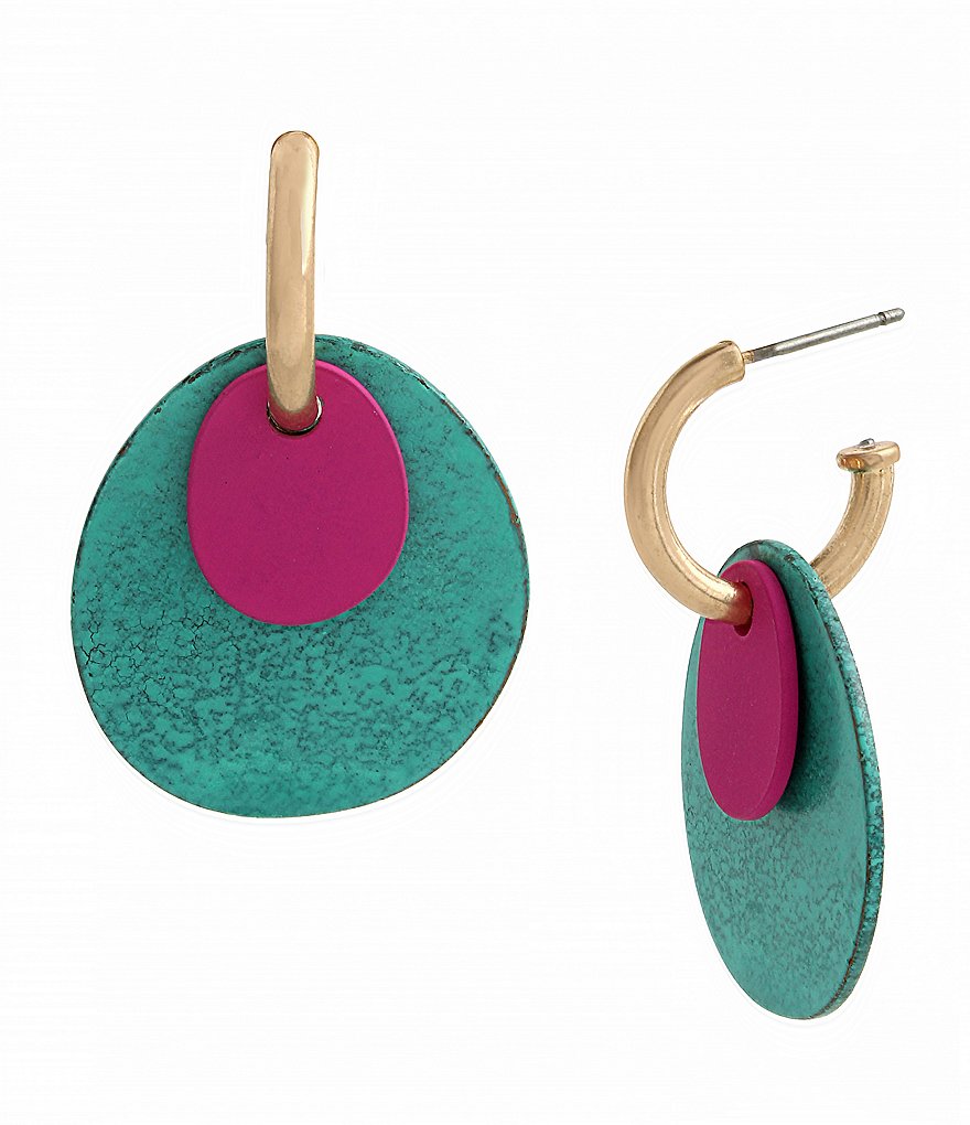 Robert Lee Morris Soho Patina Disc Huggie Earrings