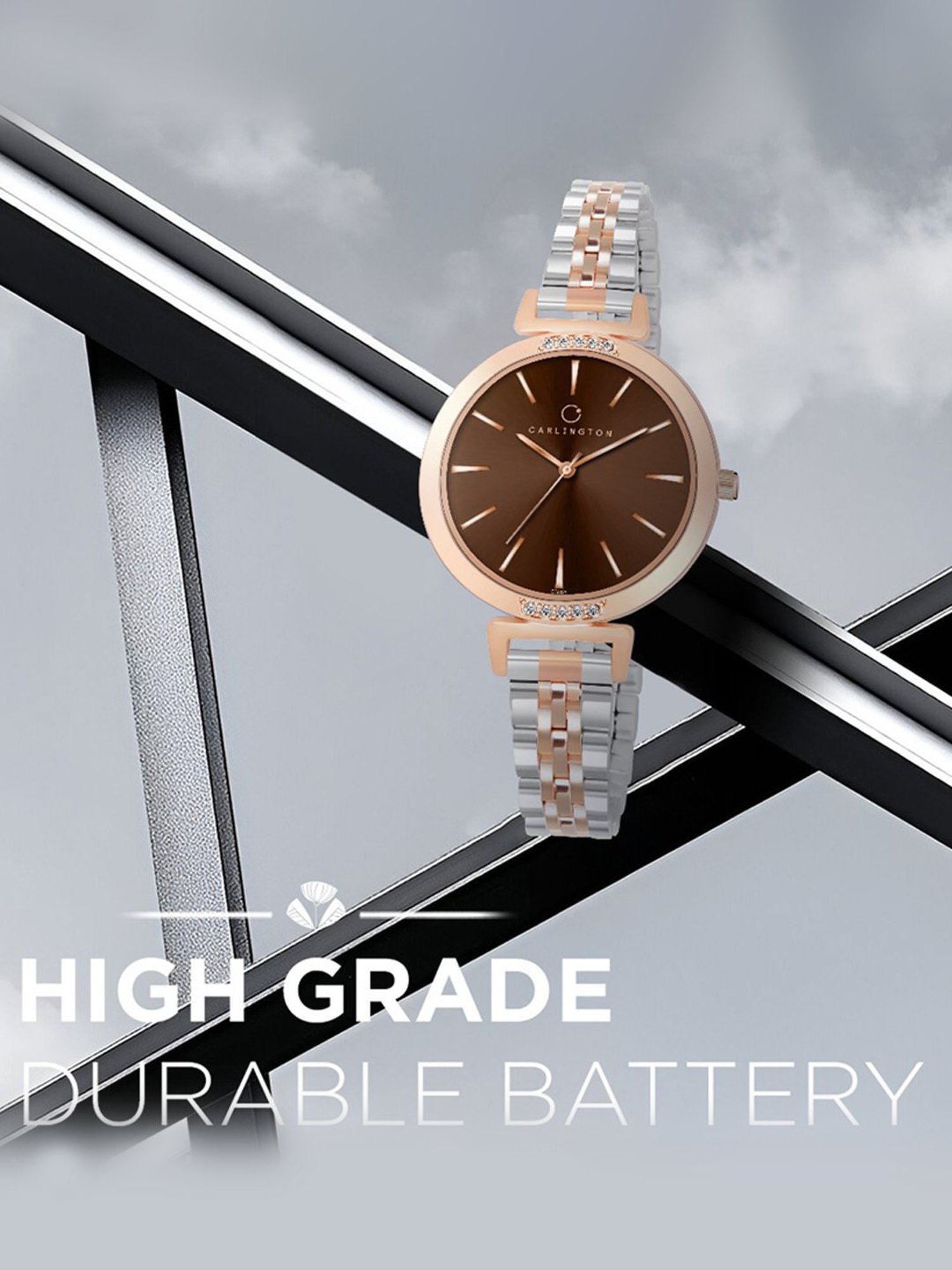 Carlington Iconic 2034Two Tone Brown Analog Watch for Women