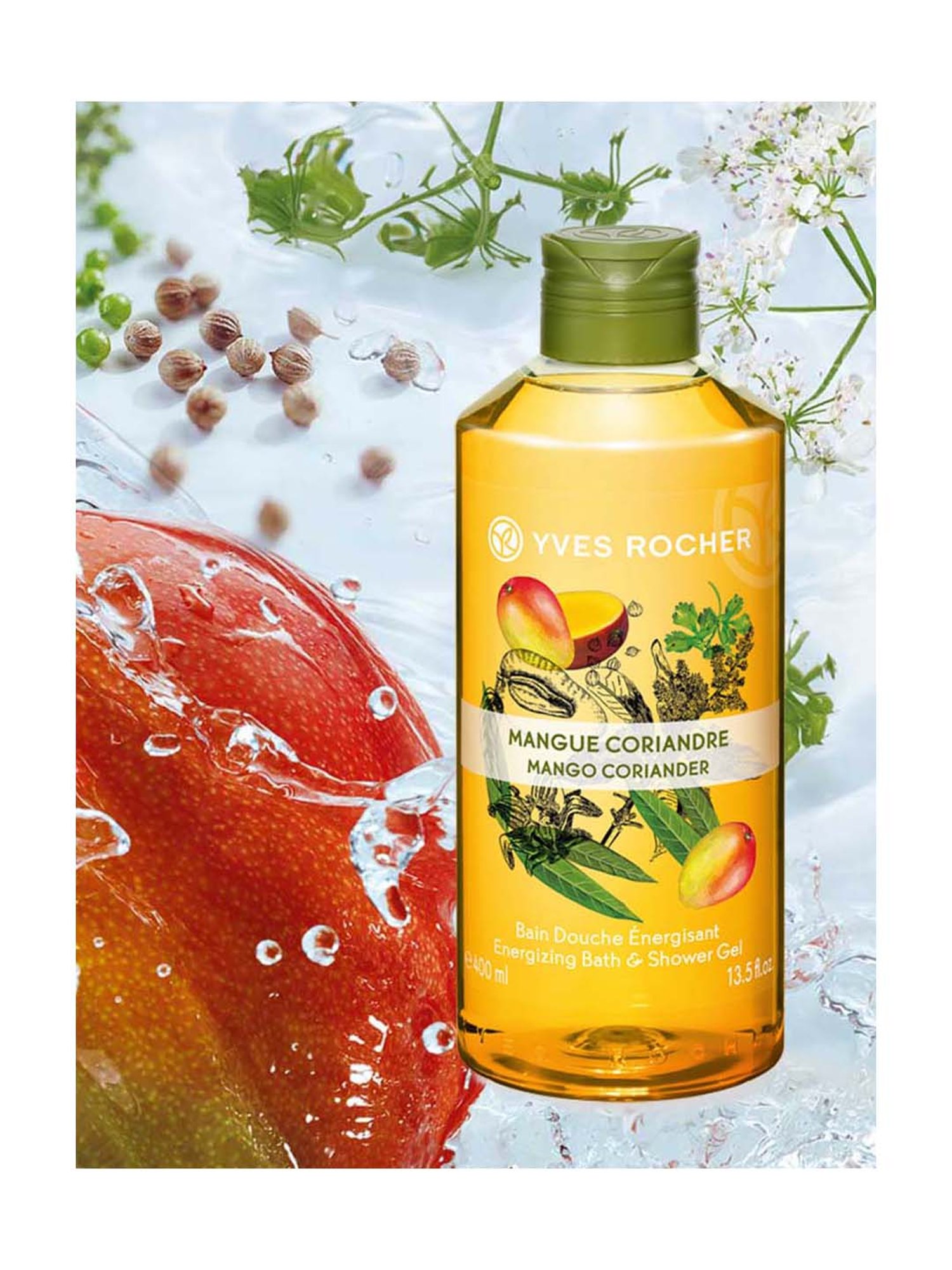YVES ROCHER Energizing Bath & Shower Gel Mango Coriander - 400 ml
