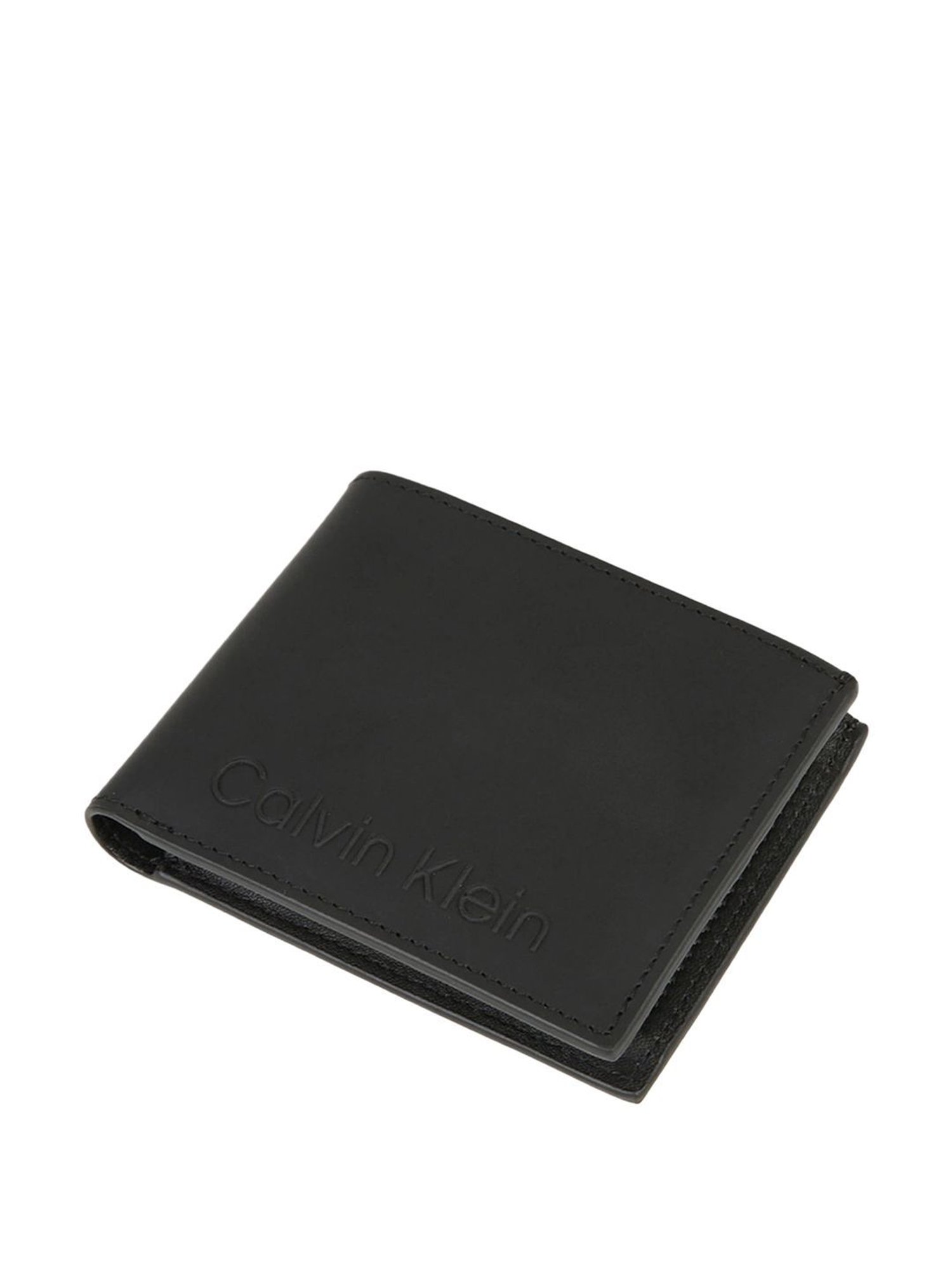 CALVIN KLEIN Black RUBBERIZED 5CC Leather Bi-Fold Wallet