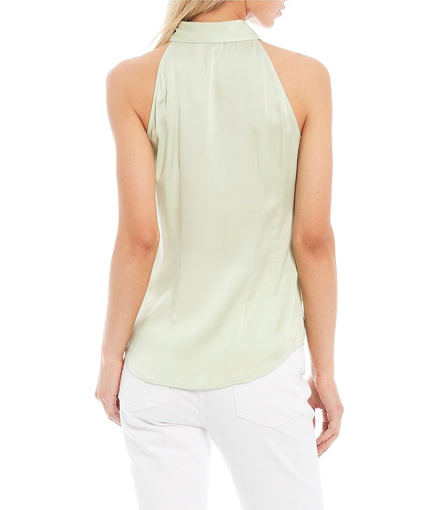 Antonio Melani Simone Sleeveless Button Down Stretch Silk Blouse