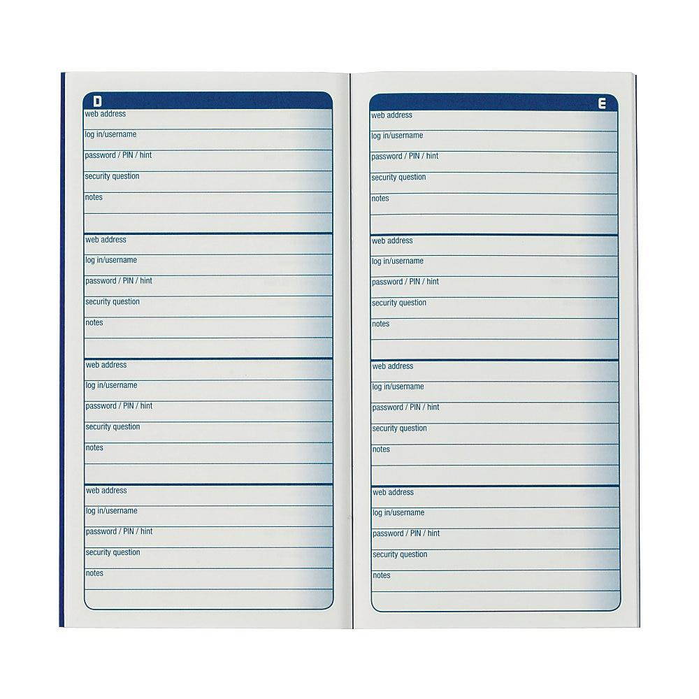 Adams Password Journal 3 1/4 x 6 1/4 192 Entries APJ99