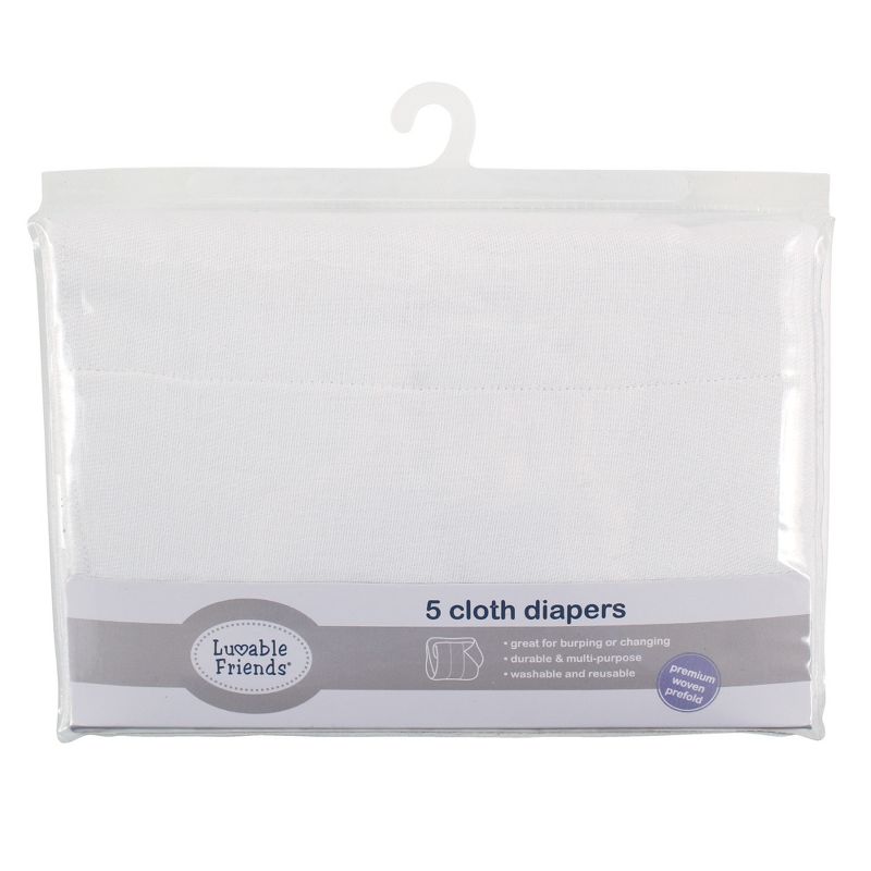 Luvable Friends Baby Unisex Premium Prefold Cotton Diapers, White, Premium Fold 14X20