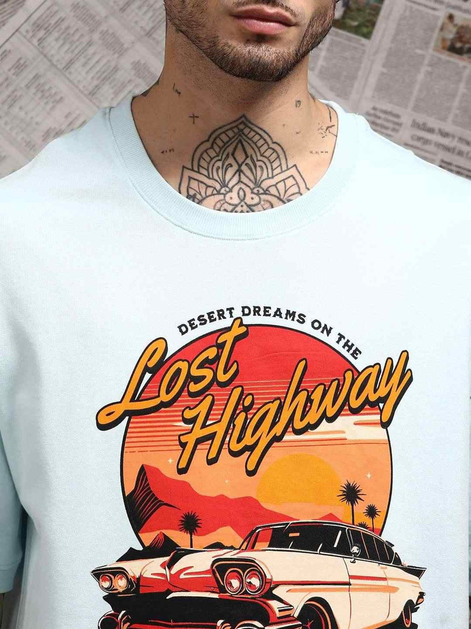 Difference Of Opinion Blue Loose Fit Printed Unisex T-Shirt