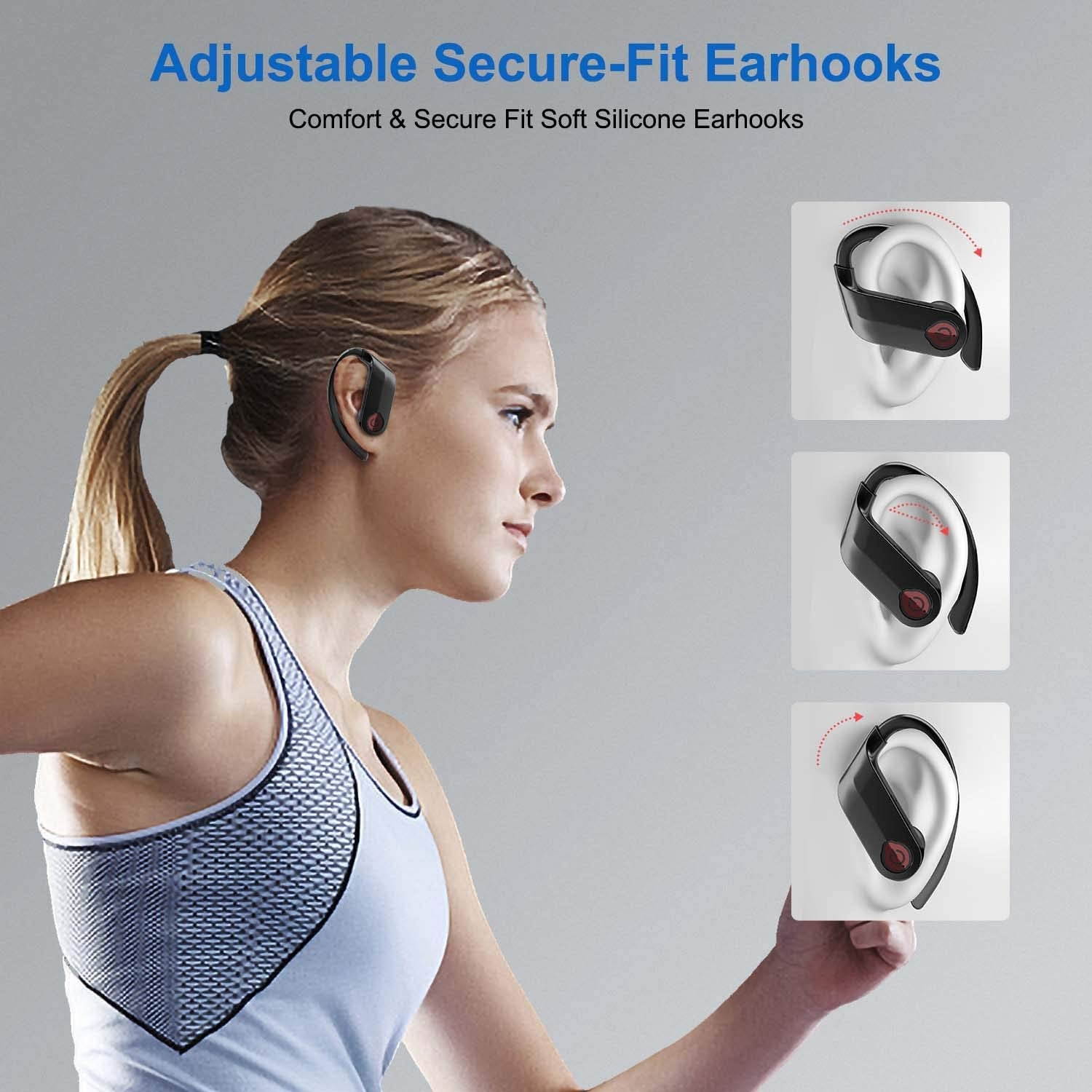 True Wireless Earbuds Bluetooth 5.0 Wireless Headphones Deep Bass Stereo Sound Noise Cancelling Sweatproof TWS Bluetooth Earbuds Built-in Mic in-Ear Wireless Earphones with Portable Qi Charging Box