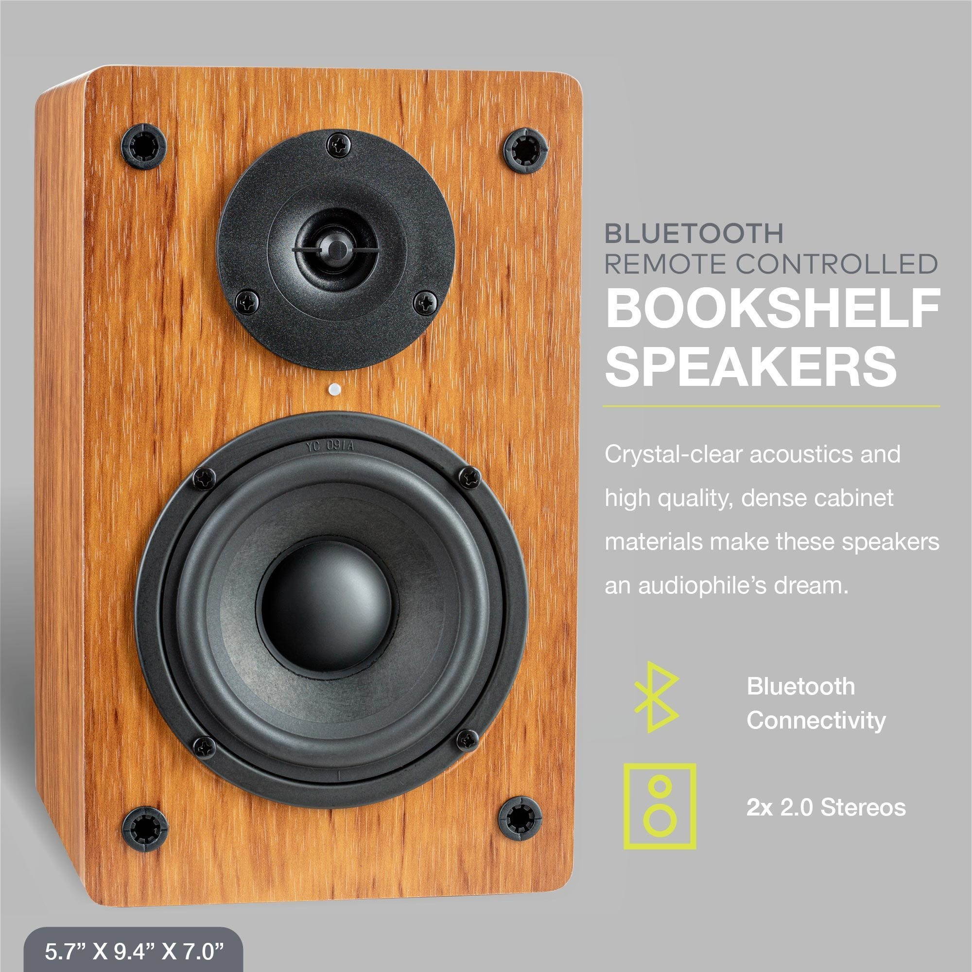 Knox Gear LP1 Powered Bookshelf Bluetooth Speakers (Wood Finish)