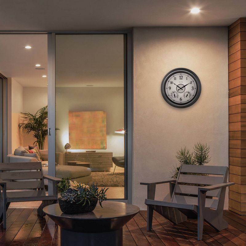 18" Glass Wall Clock Therm/Hygrometer With LED Silver - AcuRite