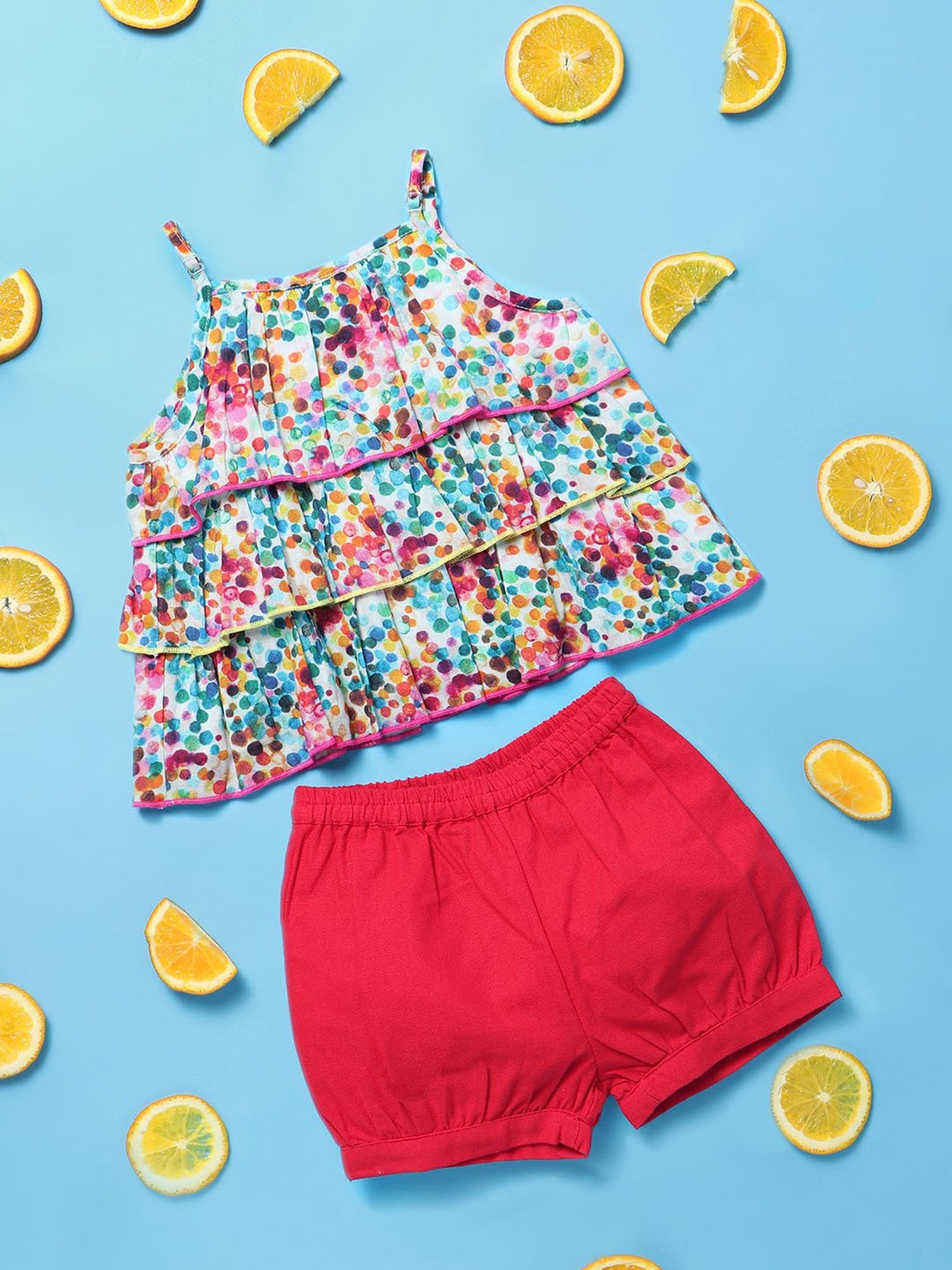 Nauti Nati Kids Multicolor Printed Top with Shorts