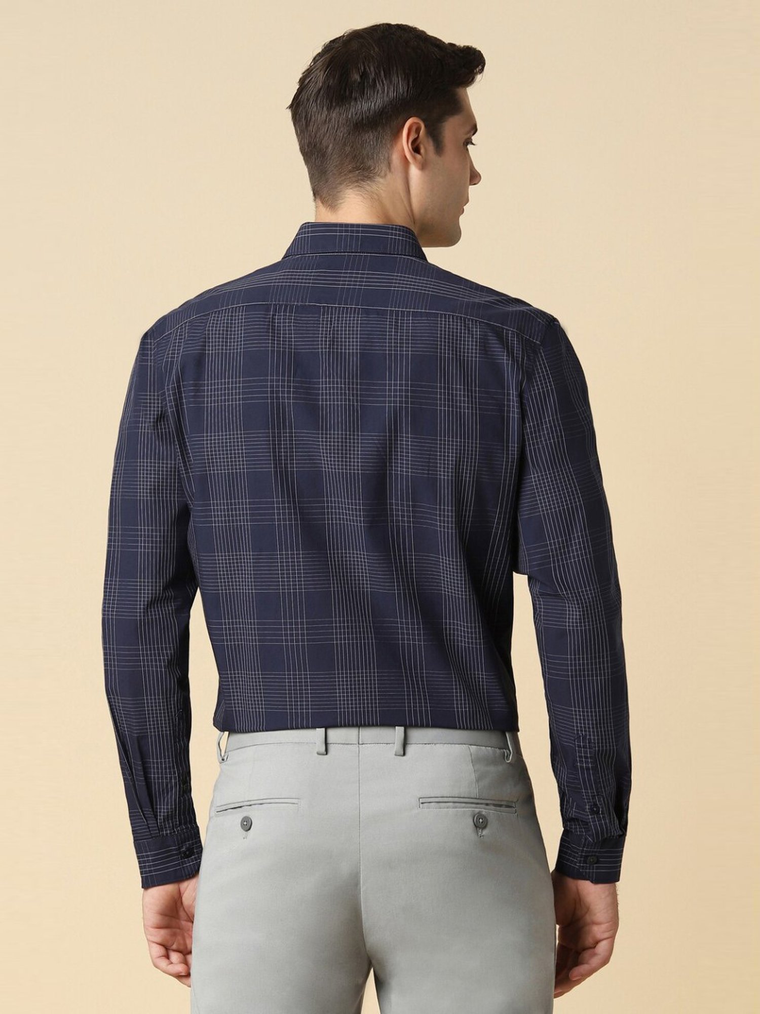 Sojanya Blue Cotton Regular Fit Self Pattern Shirt