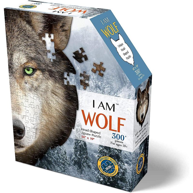 Madd Capp Games I AM Wolf 300 Piece Animal Head-Shaped Jigsaw Puzzle