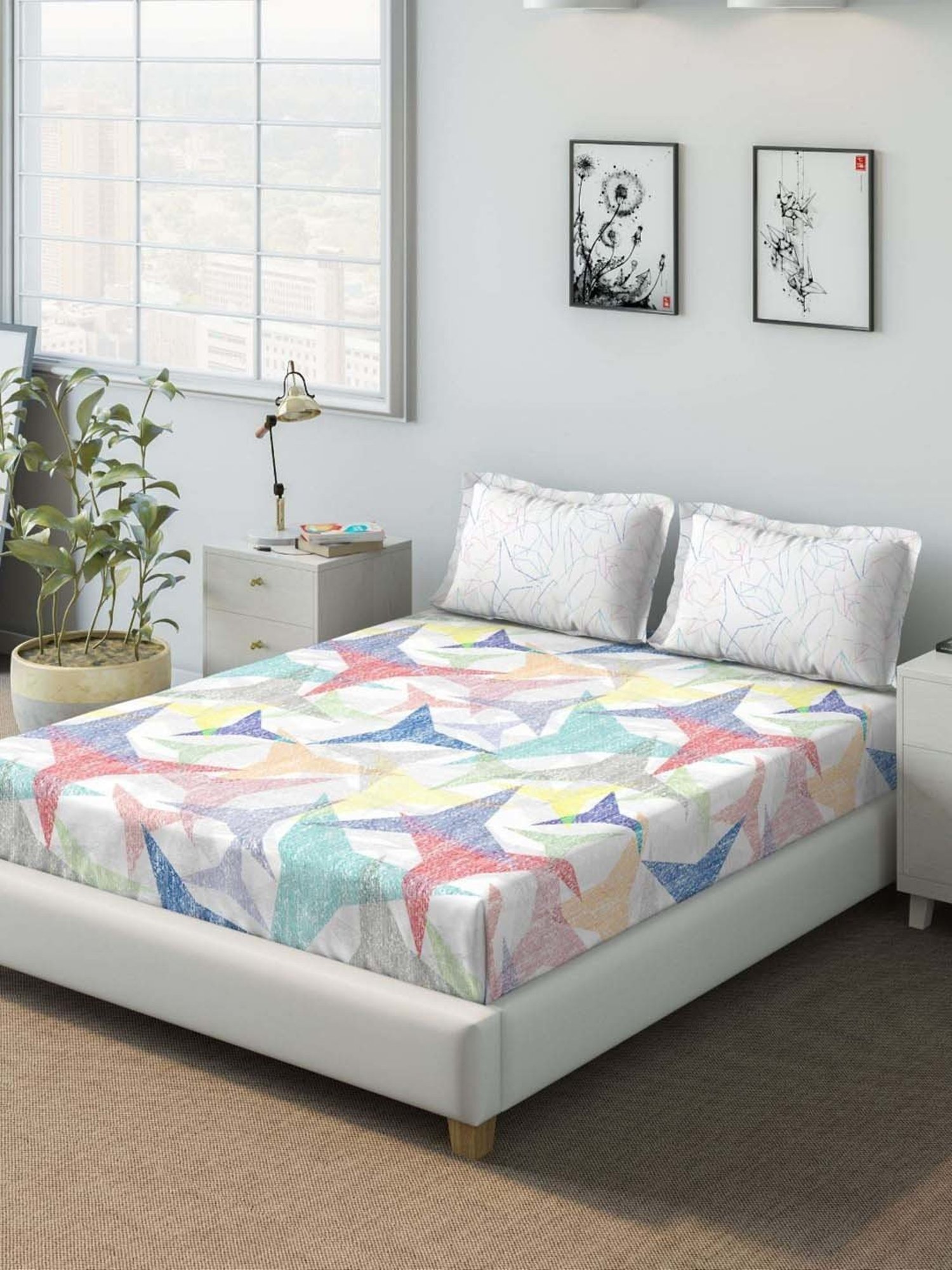 Maspar Purple 100% Cotton 200 TC Bed Sheet Set